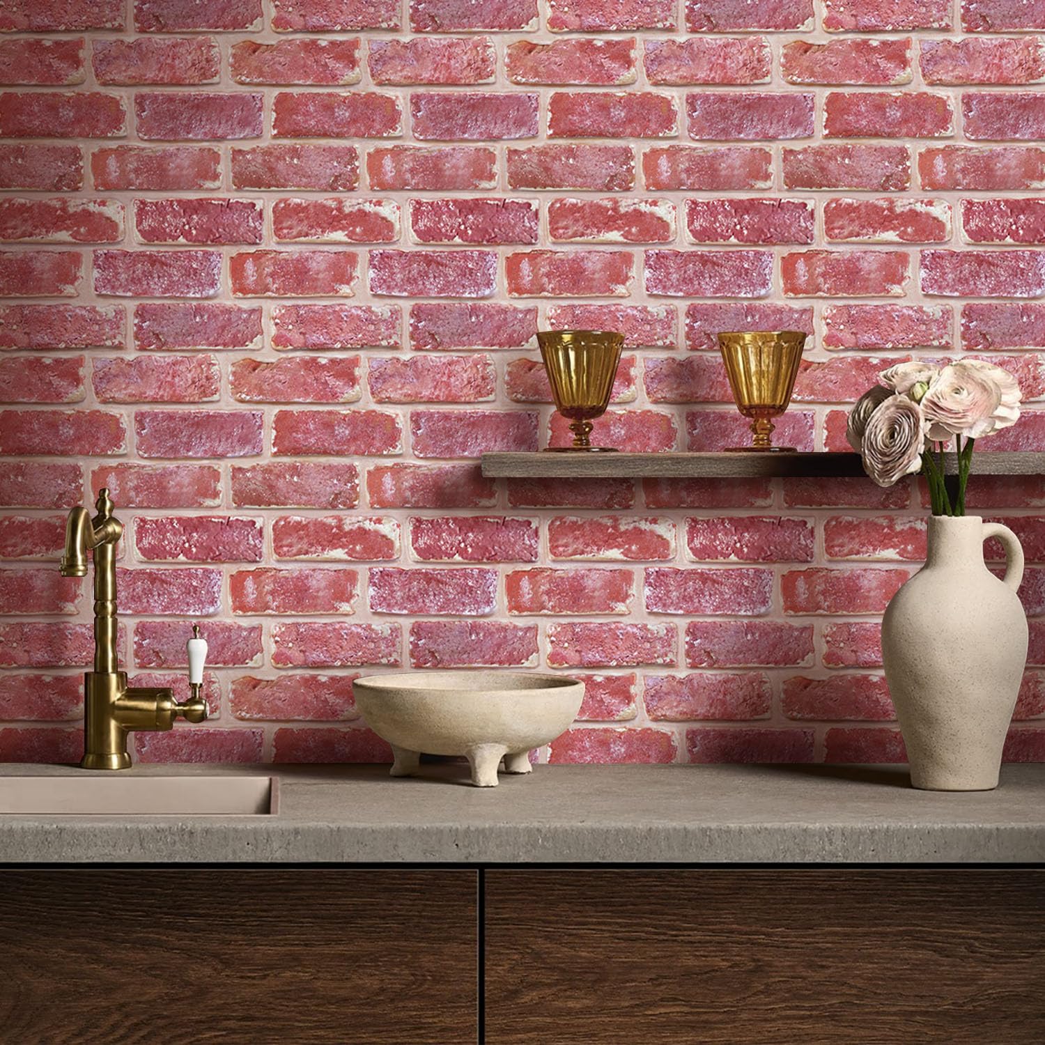 Commomy Panneaux Muraux 3D Imitation Brique, 10 Pièces, Pierre Dalle PVC Adhesive Murale Papier Peint 3D Autocollant, 30 × 30 cm, Panneau Mural Décoratif Revêtement Mural