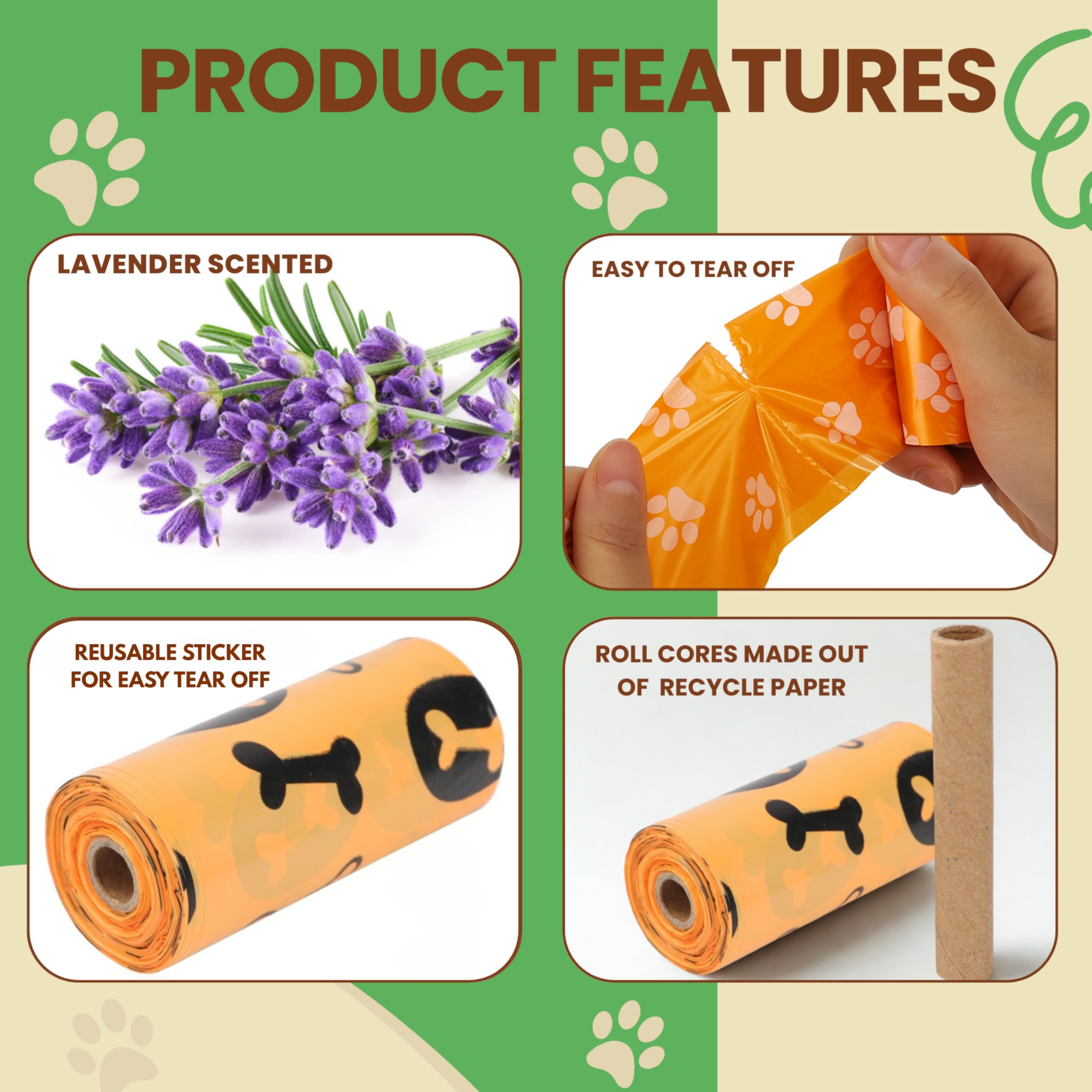 240 Dog Poop Bags with Dispenser, Large & Strong Leak-Proof Waste Bags, Lavender Scented - Image 3