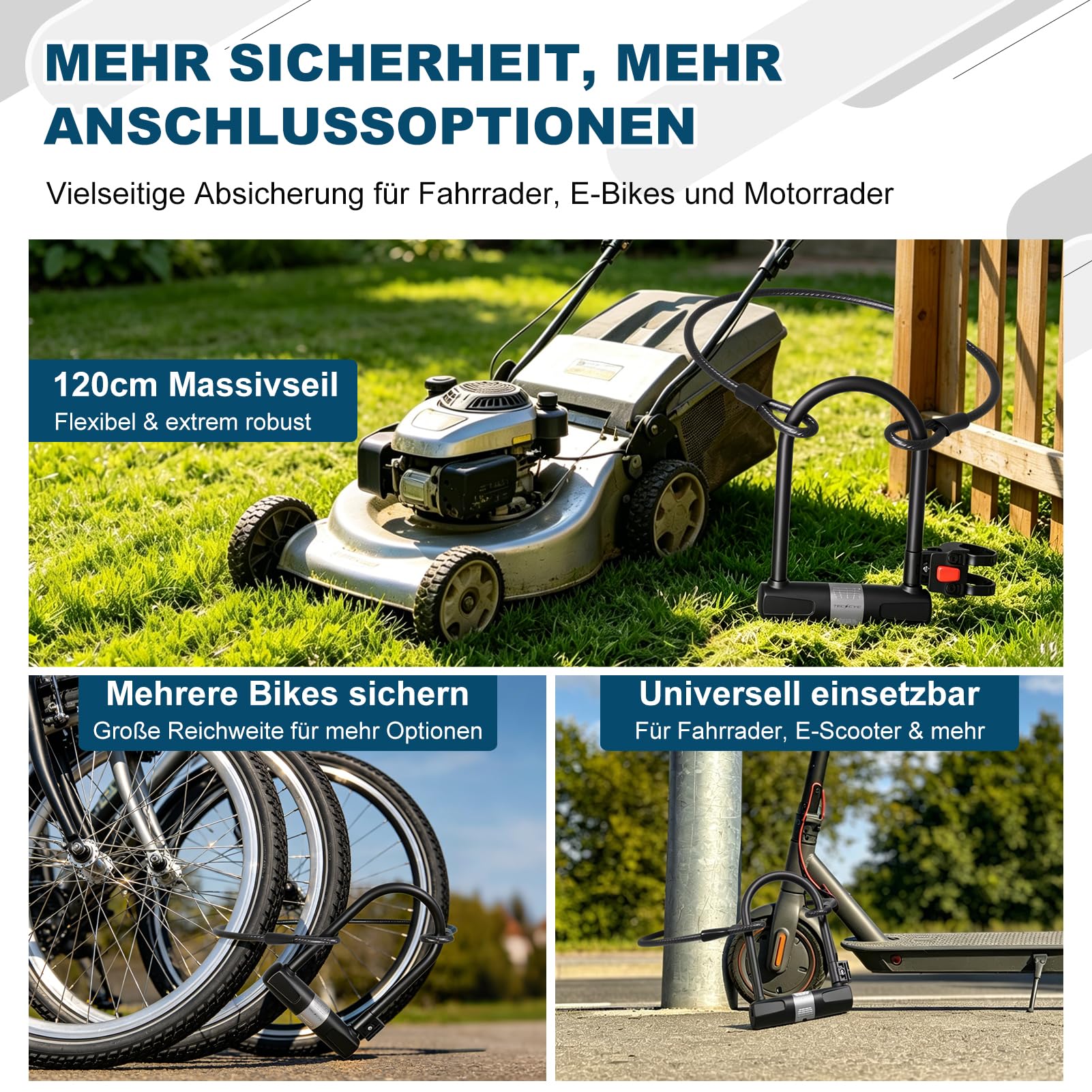 TECHCYC ART Bügelschloss mit Kabel für Fahrrad & E-Bike