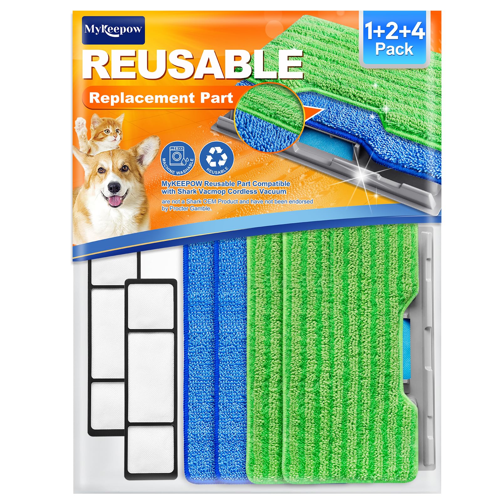 VALICLUD Ersatzpads Für Shark Dampfmopp - 5 Sets Waschbare Moppköpfe