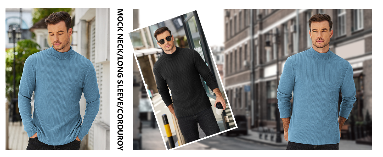 COOFANDY Men Turtleneck Sweater Mock Neck Long Sleeve High Neck