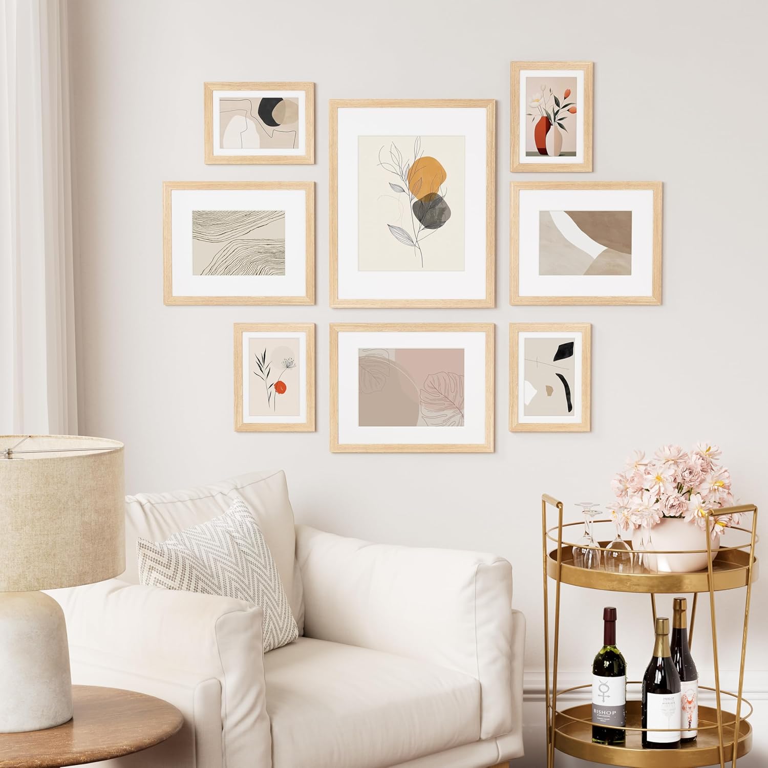 Vittanly 16x20 Picture Frame Set of 2, Solid Wood Frame for Wall Art Photo and Prints, Display Photo 11x14 with Mat or 16x20 without Mat, Natural
