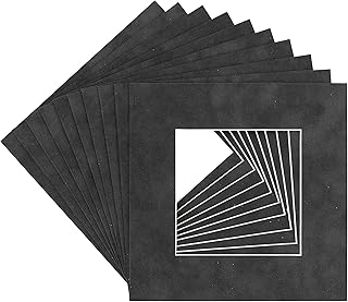 CountryArtHouse Dark Grey Suede Acid Free 14x14 Square Picture Frame Mat with White Core Bevel Cut for 10x10 Pictures - Fits 14x14 Frame - Pack of 1 Matboard