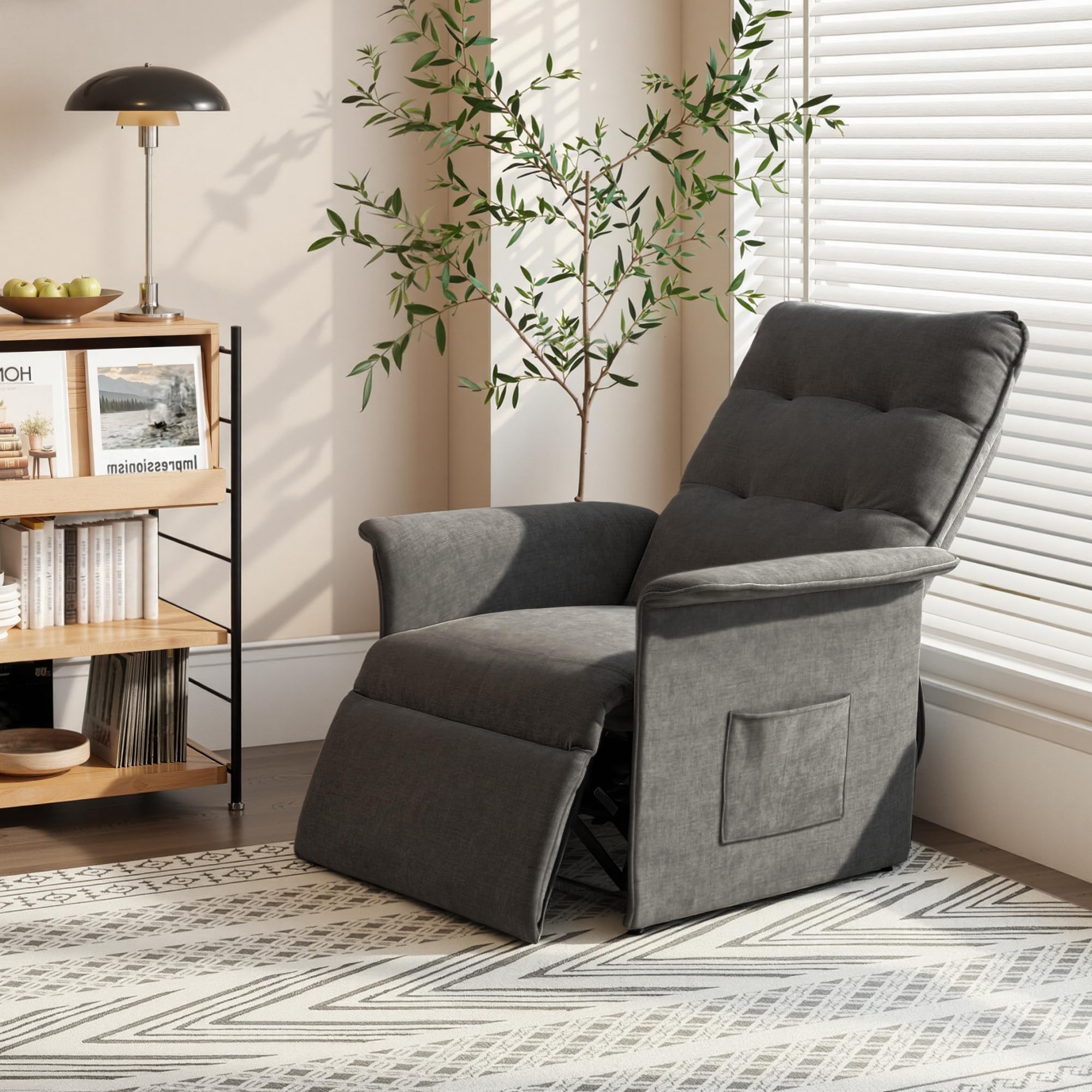 FLEXISPOT Sillón Relax Eléctrico Reclinable, Sillón Reclinable, Sofá Relax Ergonómico para Salón, Dormitorio y Cine en Casa, Sofá Relax Ajustable Ahorro de Espacio para Pisos Pequeños, Gris Humo
