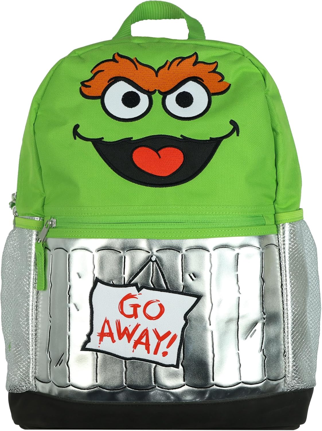 INTIMO Sesame Street Backpack Oscar the Grouch Go Away! 16" Book Bag School Tech Sleeve with Adjustable Shoulder Straps