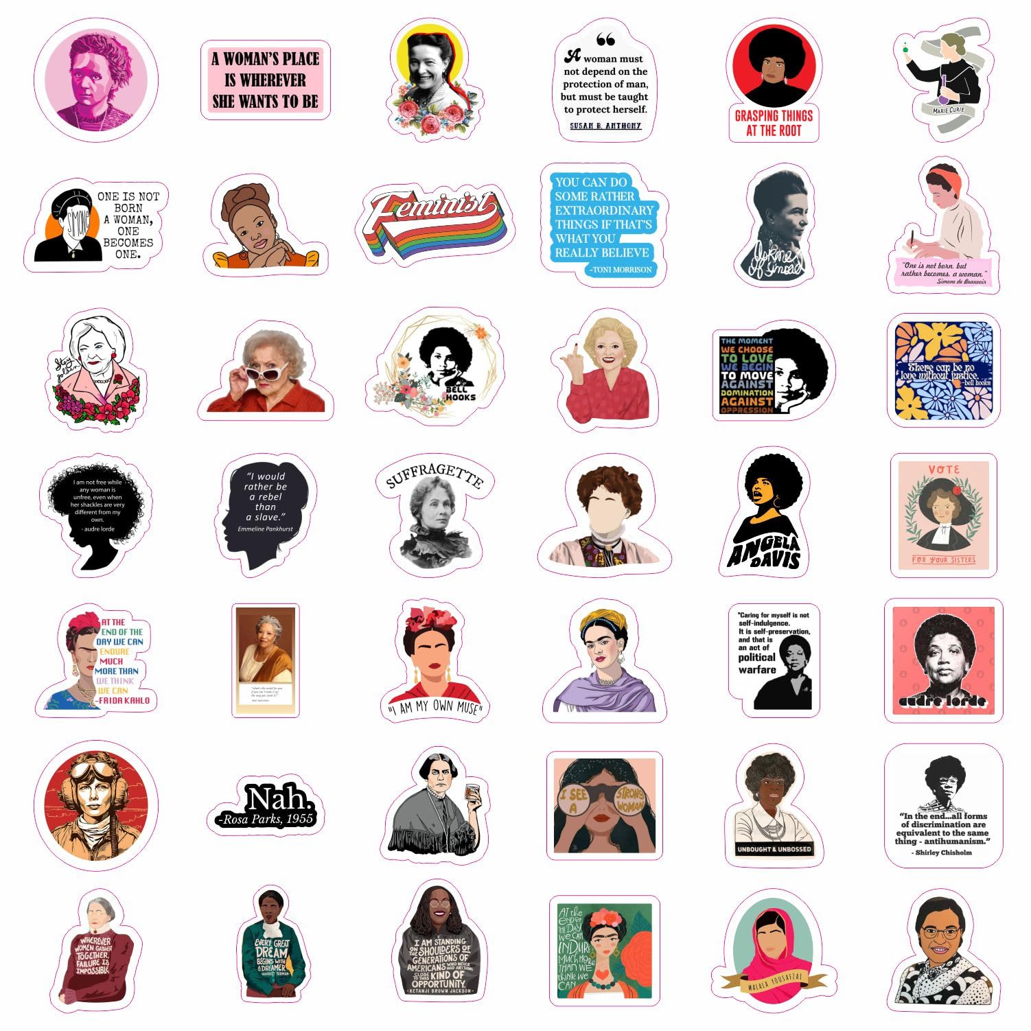 Adesivi Femministi per Bottiglie d'Acqua e Laptop - Favors a Tema Empowerment e Uguaglianza, Decalcomanie Impermeabili - Feminist Stickers