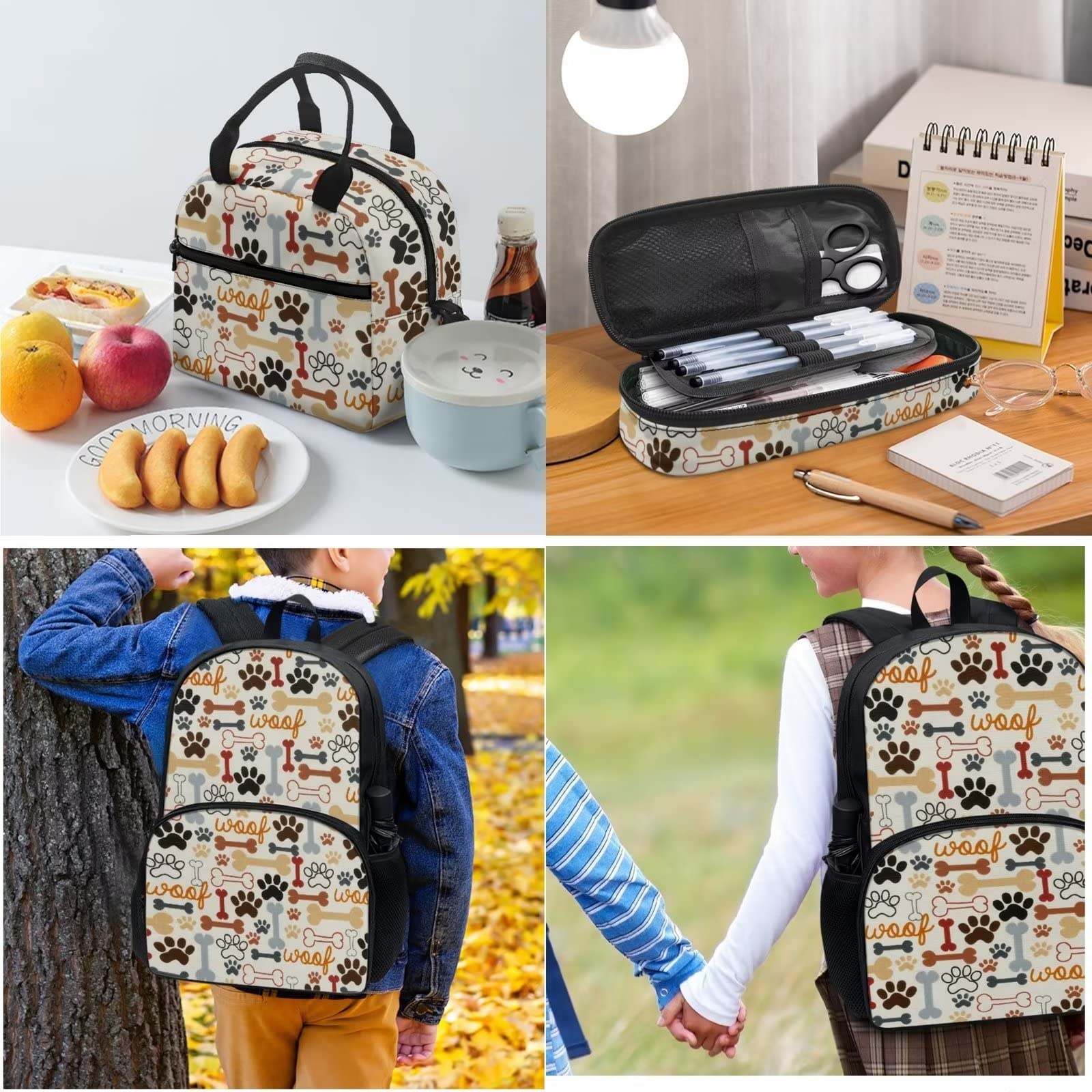 Juego de 3 bolsas de libros para niños y estudiantes, con lonchera y estuche para lápices, regalos para niños y niñas para el regreso a la escuela