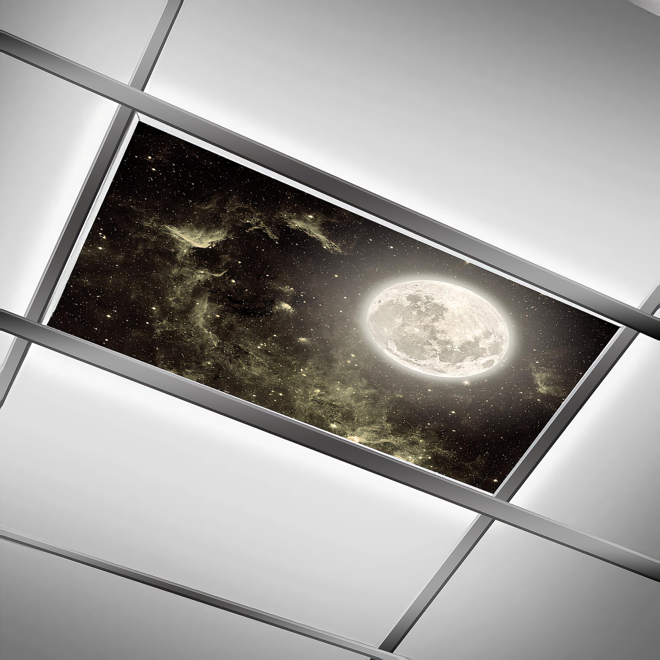 DIQISHIZHU Fluorescent Light Covers for Classroom Office - 2ft x 4ft LED Light Filters, Eliminate Harsh Glare & Eyestrain, Decorative Classroom Light Covers, Light Diffuser Panel.Moon