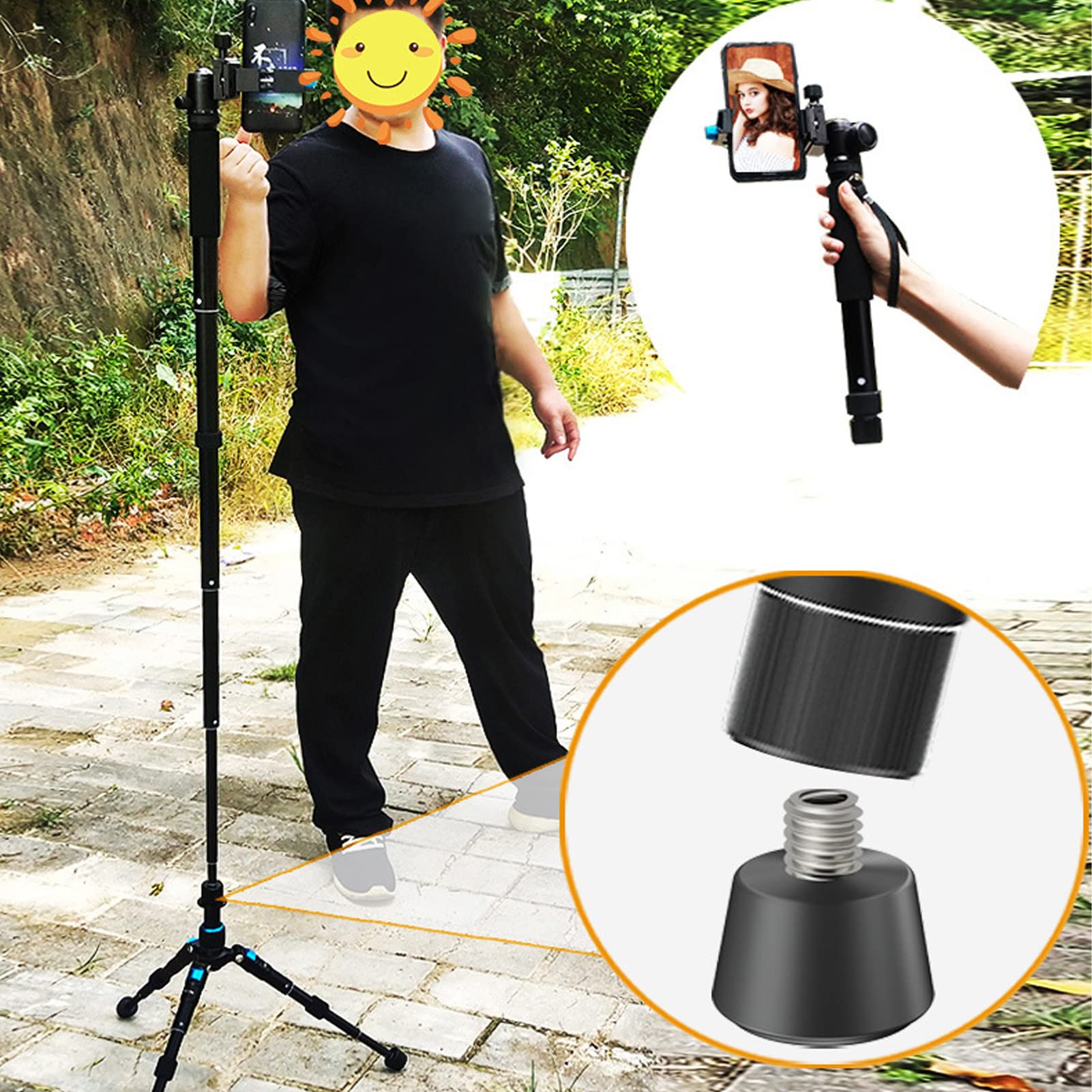 Monopié de Cámara, monopié Extensible Ligero de 8 Secciones, monopié de Fotografía de Aleación de Aluminio para Selfie de Cámara para Cámara DSLR, Senderismo Camping