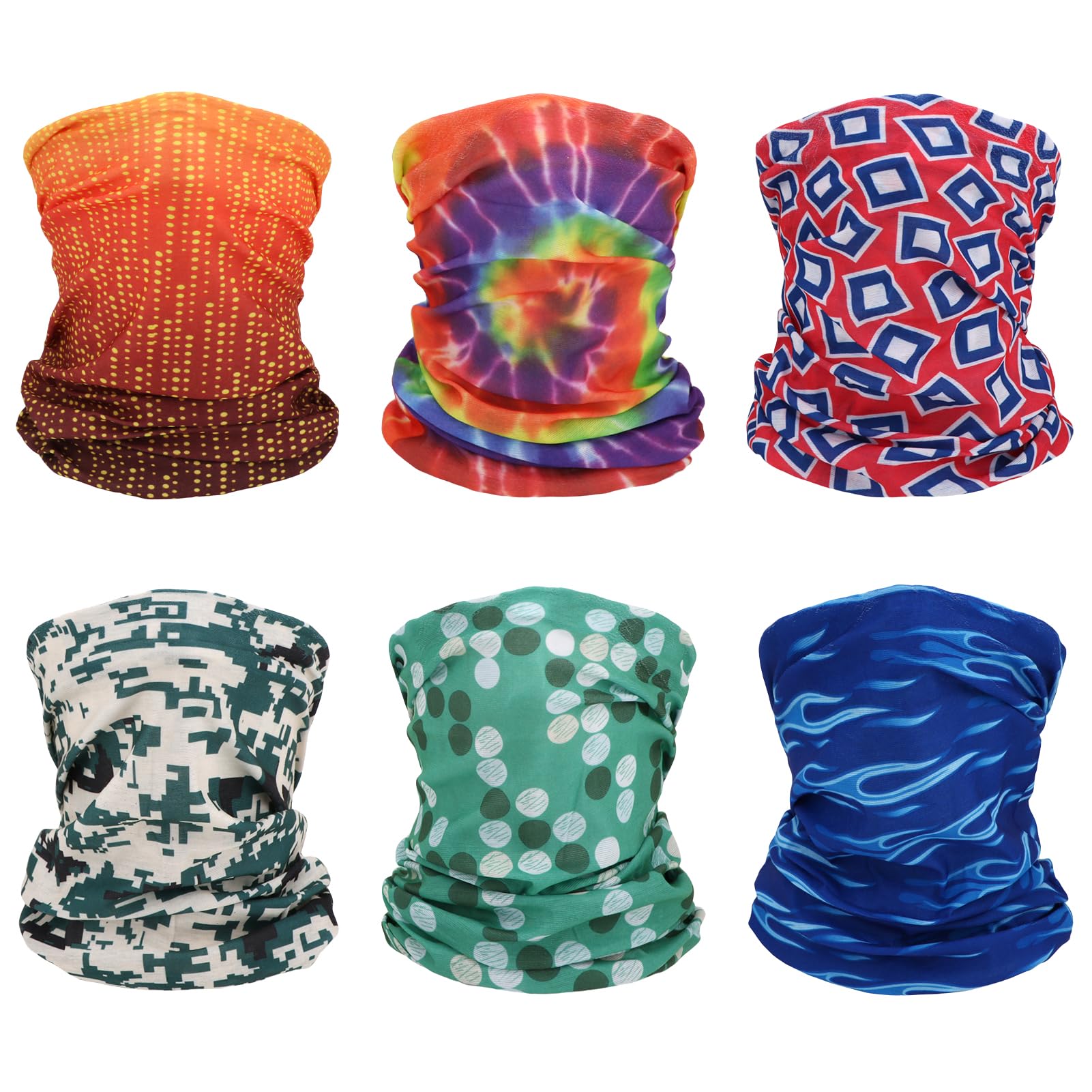 6/8 pc Multi-purpose Seamless Headwear Bandanas Mixed Set Value Pack-image-24