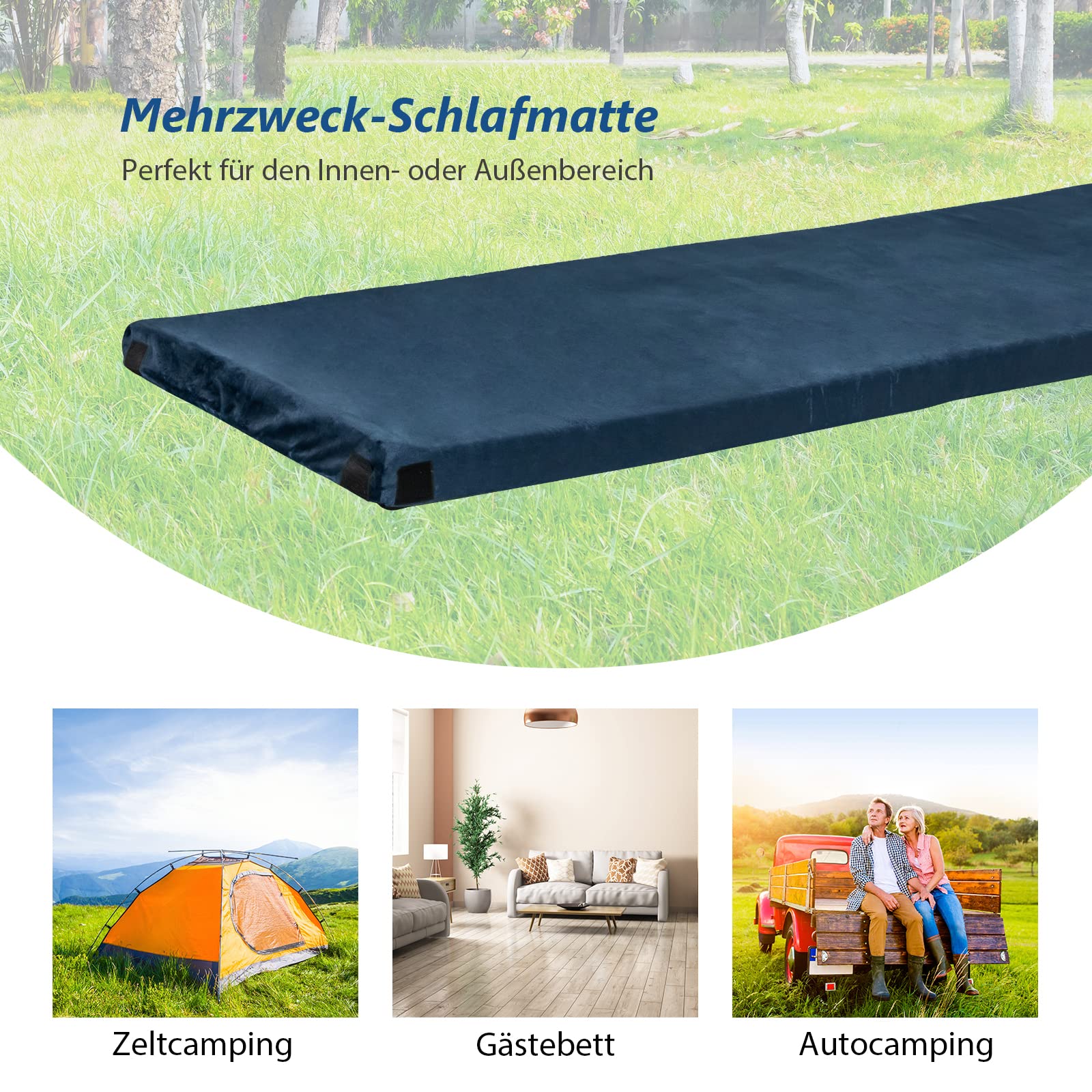 GOPLUS Roll Up mata do spania z pianki z pamięcią kształtu, przenośny, podróżny materac kempingowy z torbą do noszenia, wodoszczelna i zdejmowana poszewka, składana mata podłogowa do łóżka dla gości