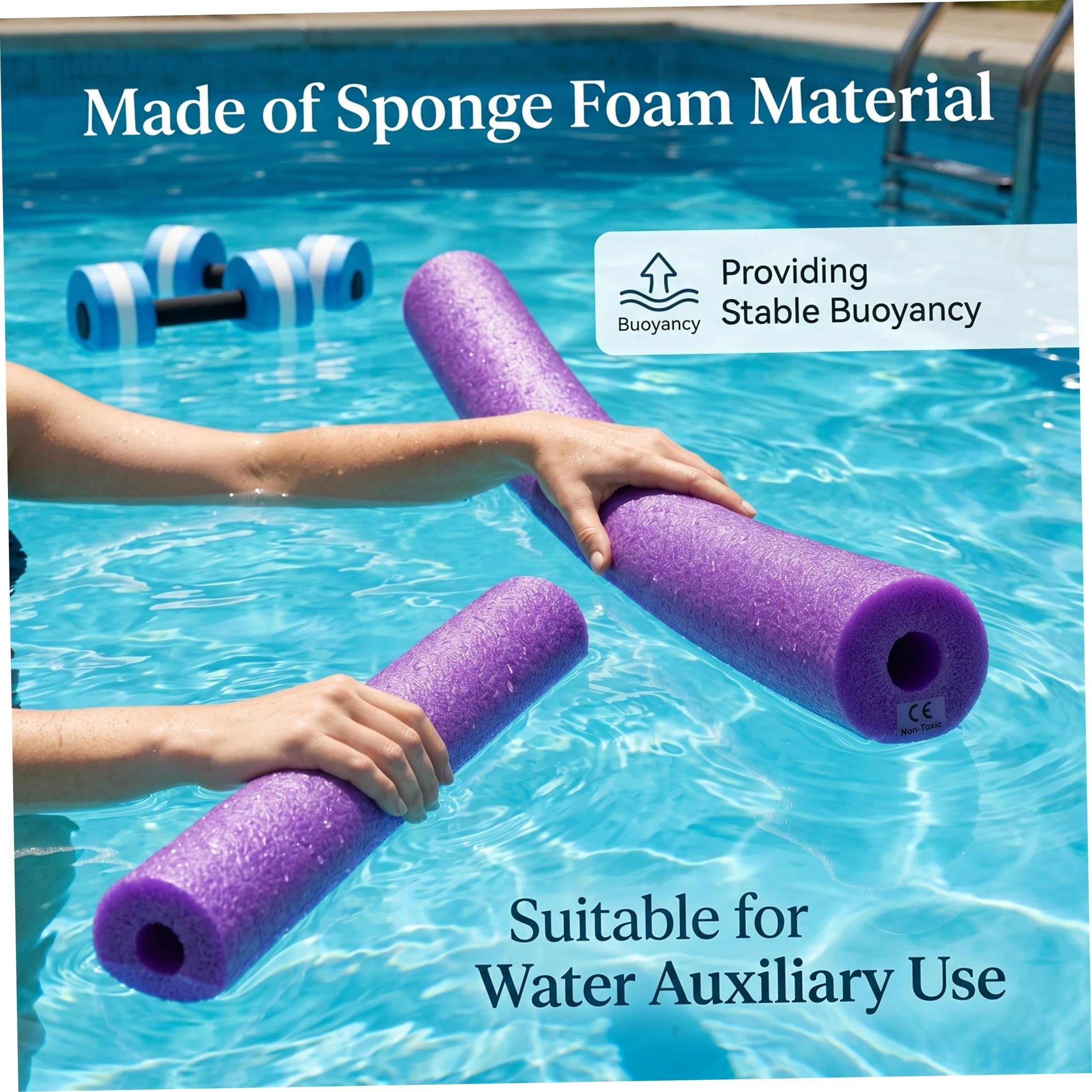 Pool Noodles Jumbo 2 Pack, Morado, para natación y Bricolaje.