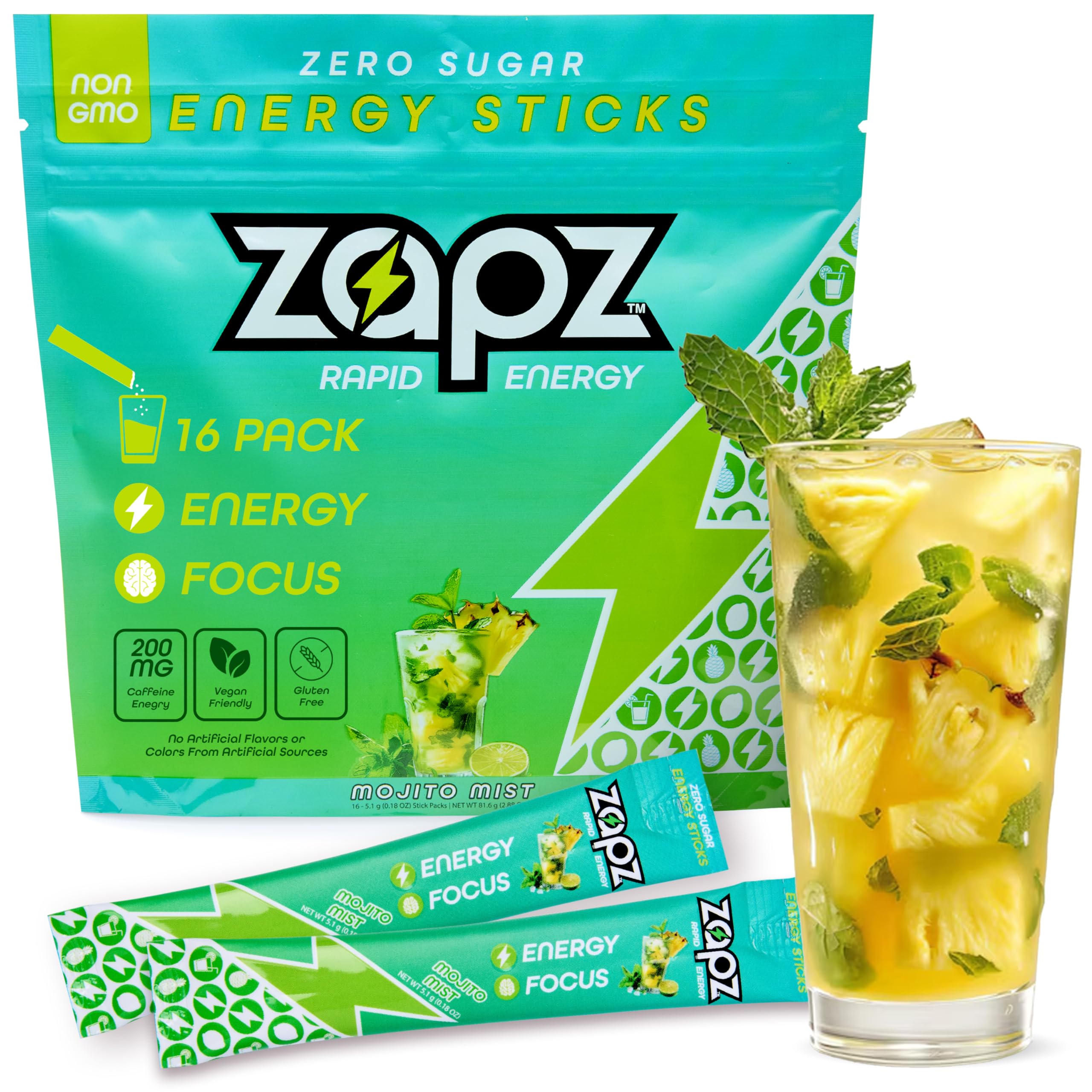 pote Amazon.com : ZAPZ Caffeine Packets – Mojito Mist, 16-Pack, Sugar