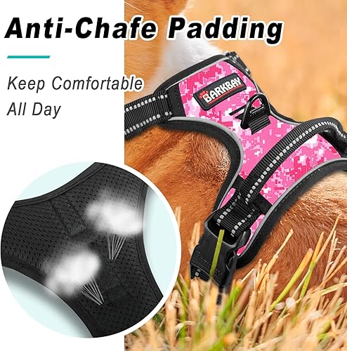 Miniatura 2 de Barkbay Arnés antitirones grande para perro, con paso, reflectante con clip frontal y mango de fácil control para entrenamiento, caminar, correr