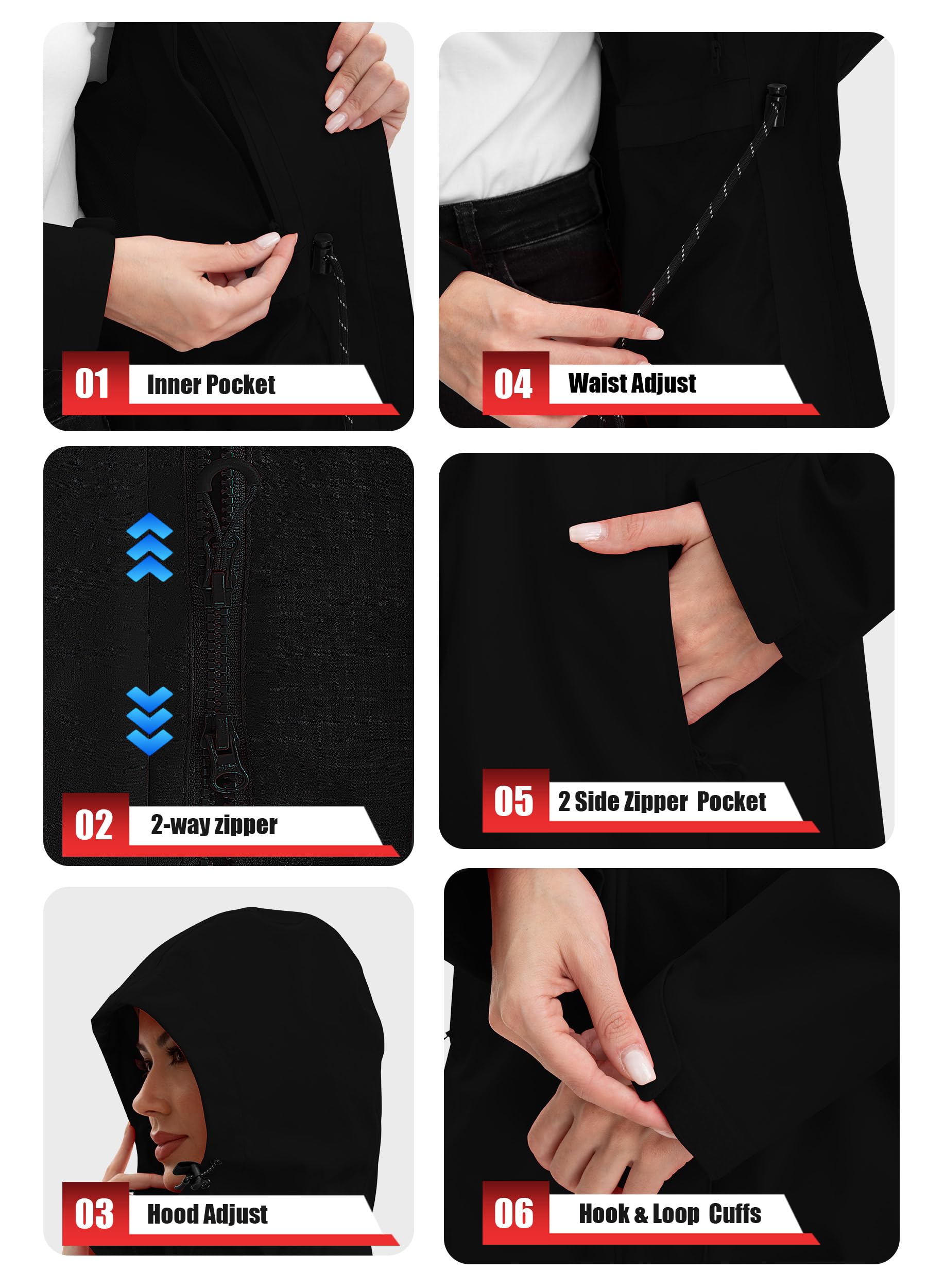 Regenjacke Damen Lang Softshelljacke Regenmantel Frauen Wasserdicht Jacke Trenchcoat Windbreaker Leichte Übergangsjacke Mantel S-3XL