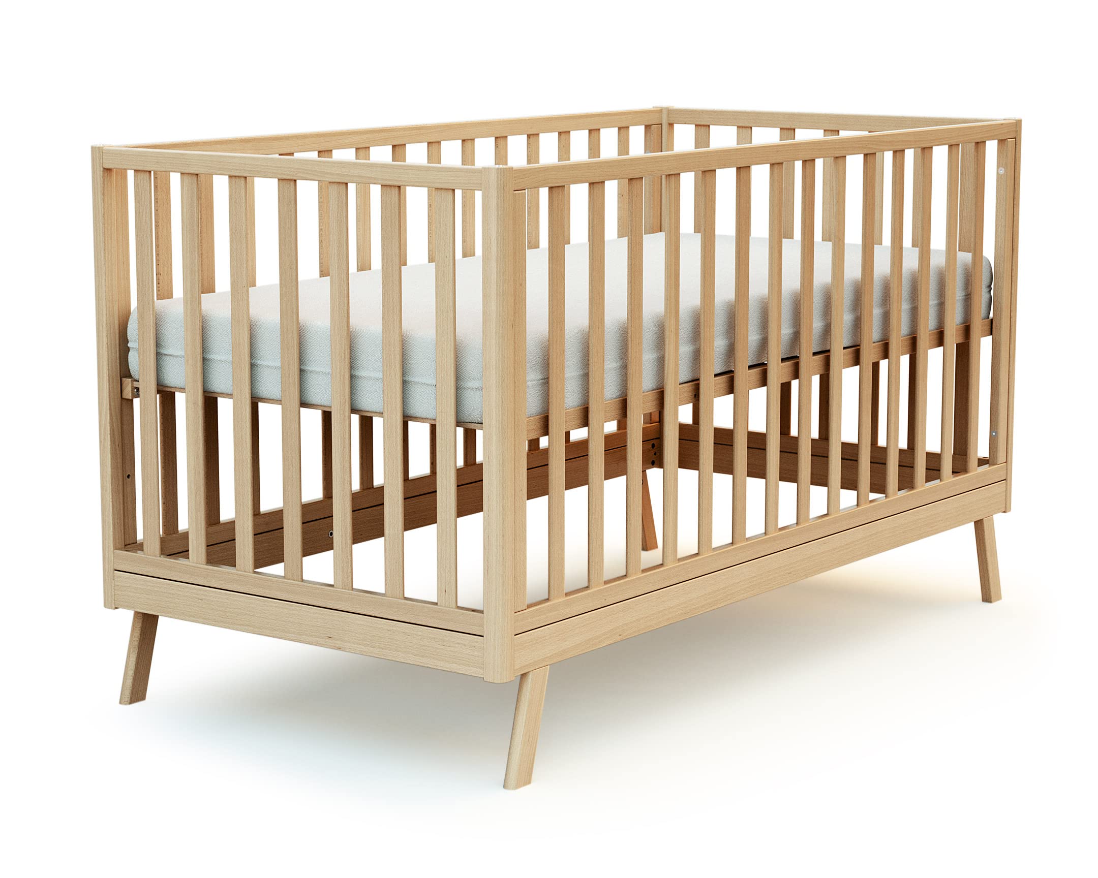 AT4 - Lit cabane bébé évolutif en bois CONFORT Hêtre Verni 70 x 140 cm|146 x 74,5 x 162,5 cm | Lit transformable junior | Sommier réglable 3 hauteurs | 100% hêtre massif