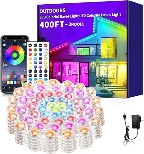 Miniatura 13 de Luces permanentes para exteriores de 150 pies, impermeables, luces LED inteligentes de Navidad con aplicación/control remoto, sincronización de