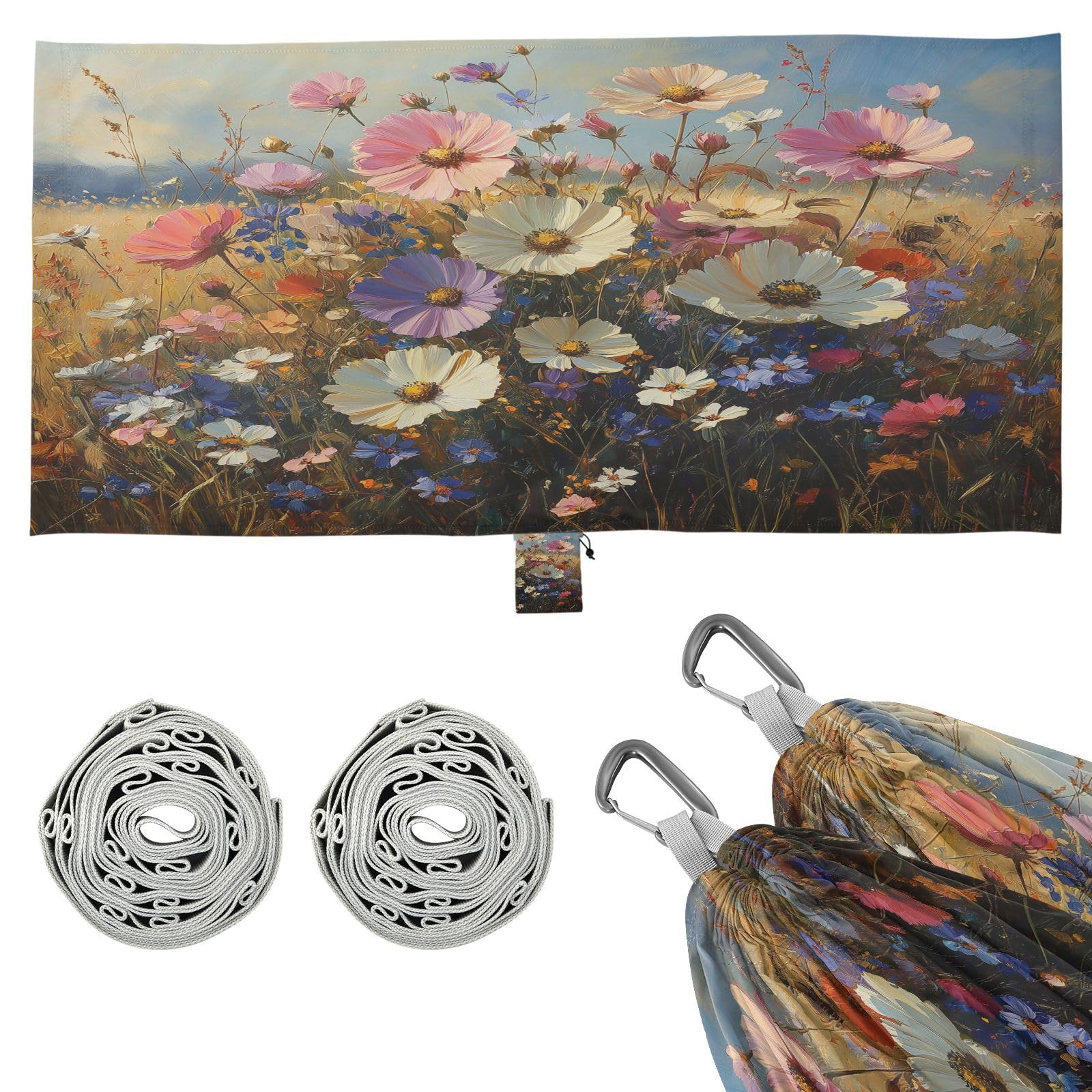 ATTX Floral Landscapes Camping Hammock - Lightweight & Portable Hammocks, Heavy Duty 330lbs Capacity for Indoor, Hiking, Backpacking, Travel, Backyard, Beach#21