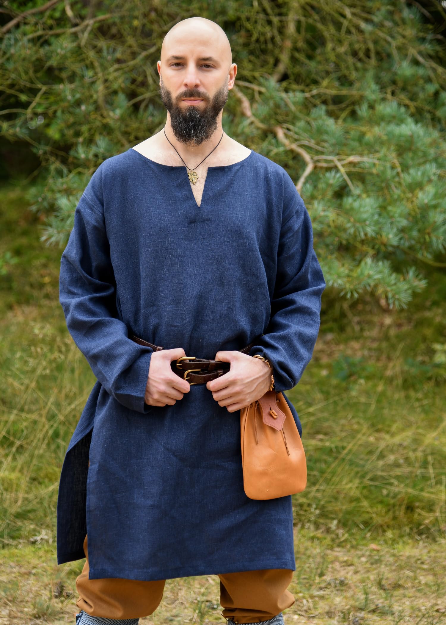 Ulfberth - Túnica de lino medieval - Camisa vikinga - Ropa medieval para hombre - Mercado medieval, vikingo, pirata, LARP