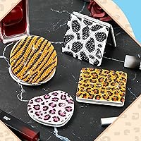 Vista 3 de Marsui 4 piezas de espejo compacto de pintura de diamante, bolsillo de pintura portátil, plegable, para mujeres, arte de diamante, regalos de mamá