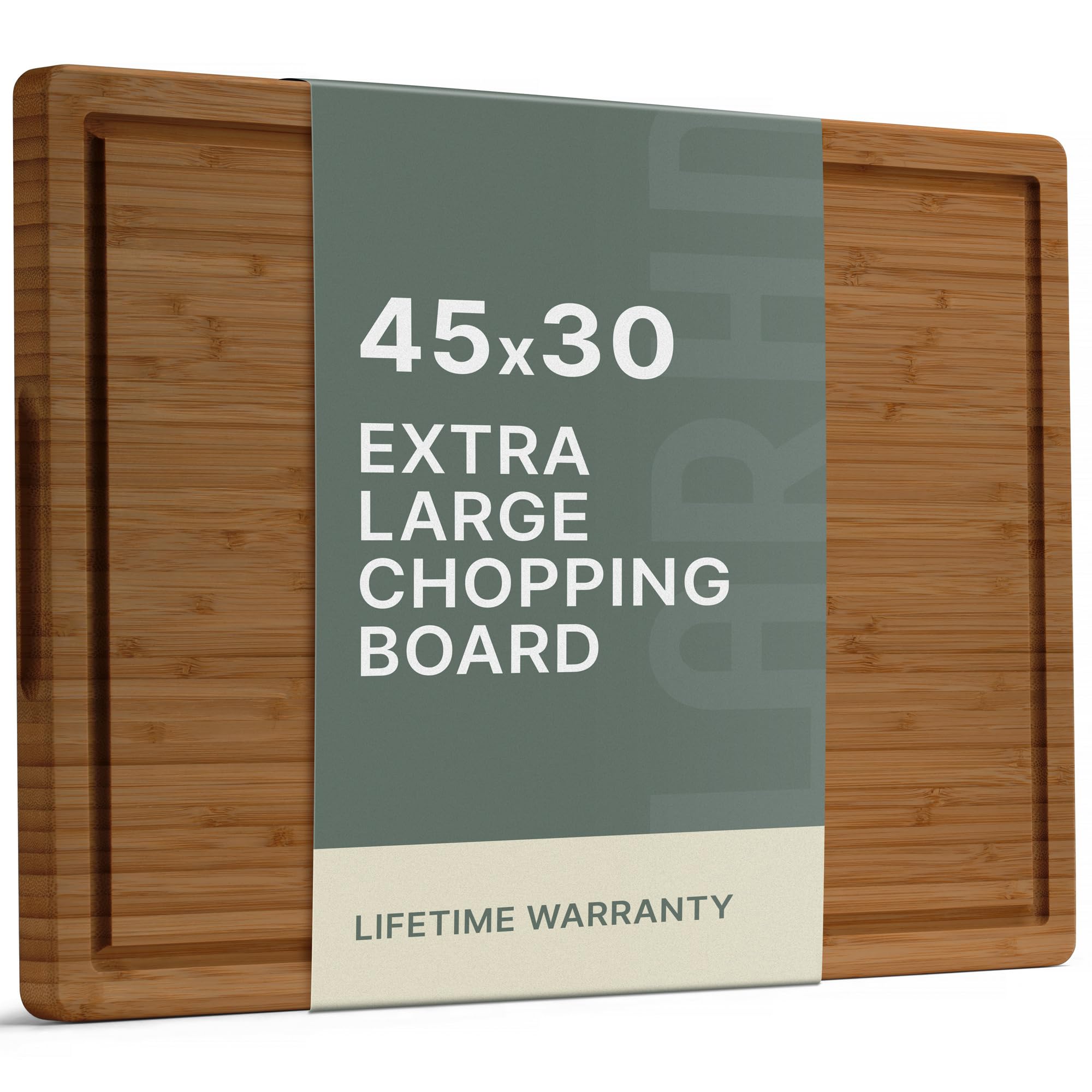 Larhn Carbonised Bamboo Extra-Large Chopping Board For Kitchens - 44.5 X 25 X 2 Cm - Thick Wooden Chopping Boards For Cutting, Slicing And Carving Meat, Fish And Vegetables