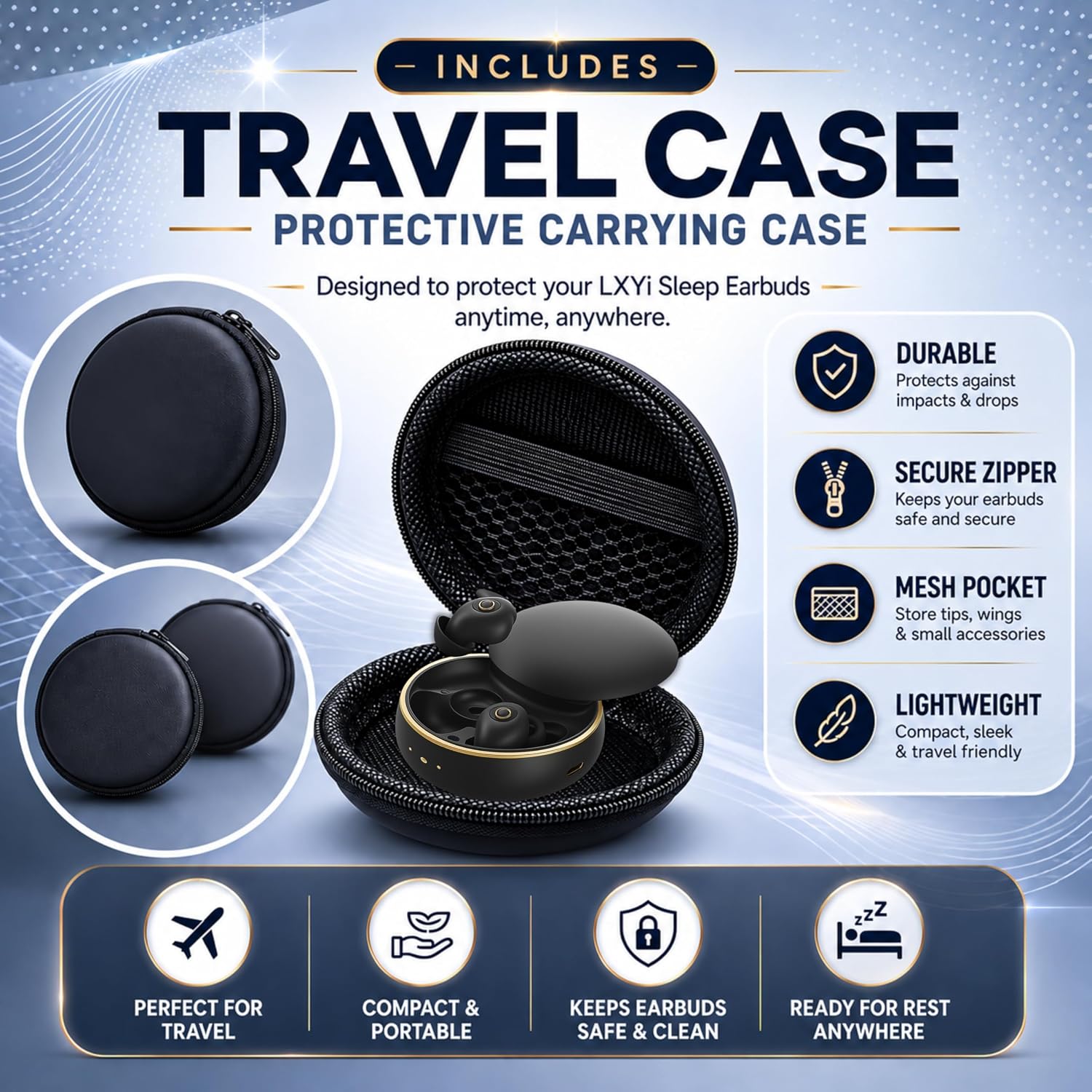 Sleep Earbuds Ultra-Thin Invisible Headphones for Side Sleepers, 8-Hour Battery(24h w/Case) No Buttons, No Lights, No Alerts, Noise Blocking, Bluetooth, Gift for Him & Her, Mom & Dad - 2nd Gen