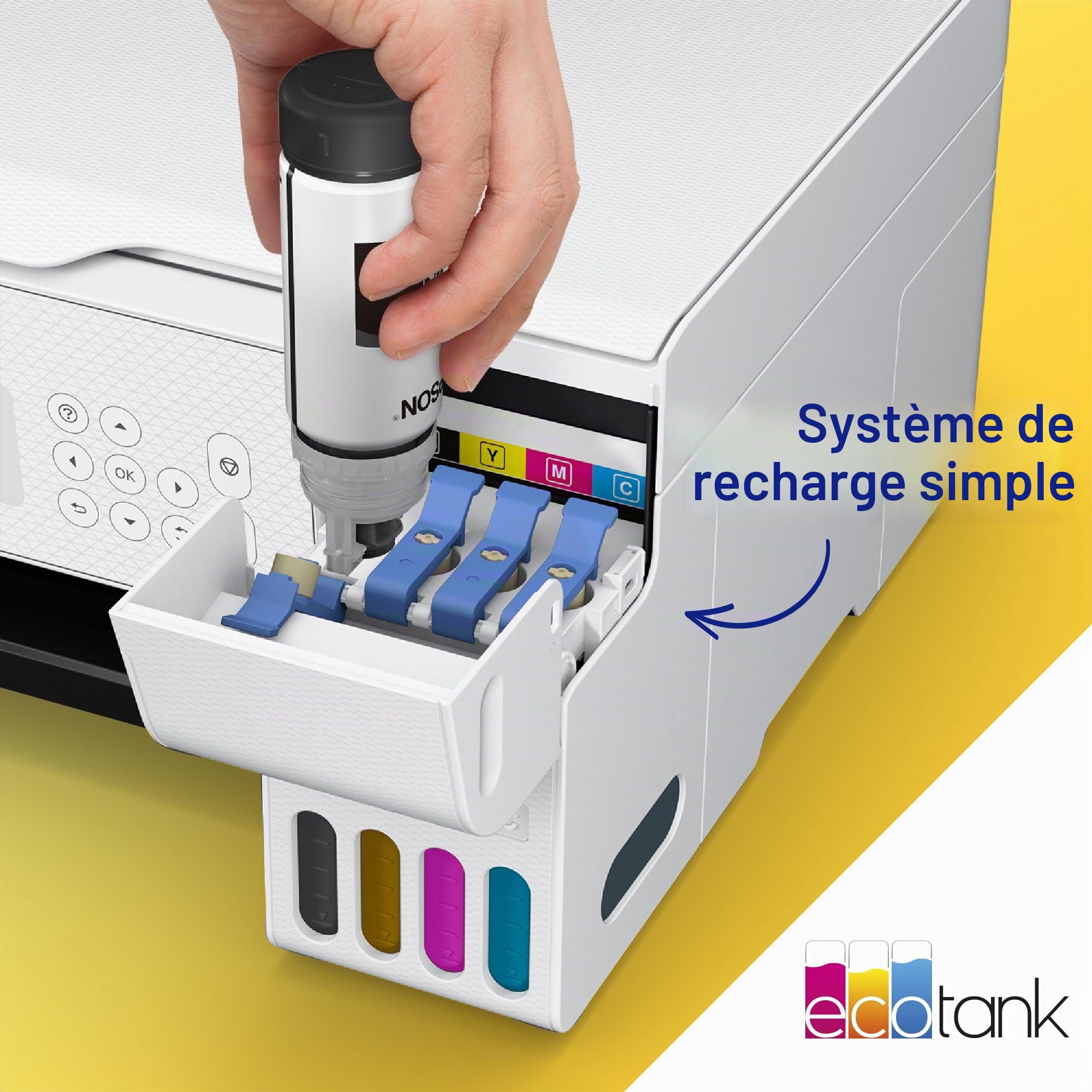 EcoTank ET-2876 Imprimante Multifonction A4 à réservoir d'encre Wi-FI avec Un Stock d'encre jusqu'à 3 Ans