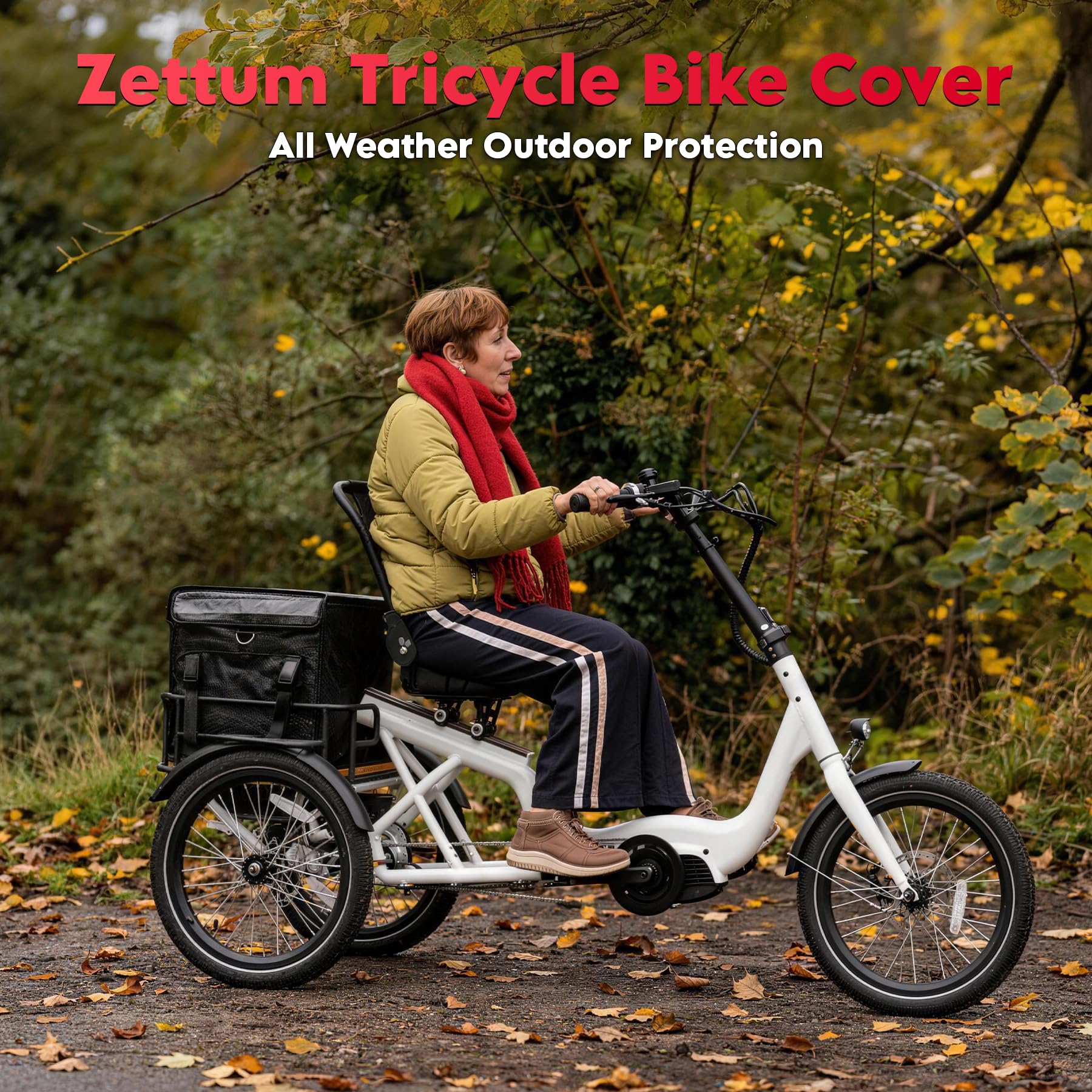 Zettum Dreirad Abdeckung 600D PU wasserdicht mit Allwetter 190×76×111 CM | Outdoor-Abdeckung für E-Dreirad und 3-Rad-Fahrrad mit Schloss, robust & ganzjährig nutzbar