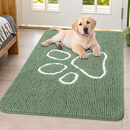 Miniatura 122 de Smiry Tapete para puerta de perro para patas fangosas, absorbente que atrapa la suciedad, antideslizante, de secado rápido, lavable, tapete de