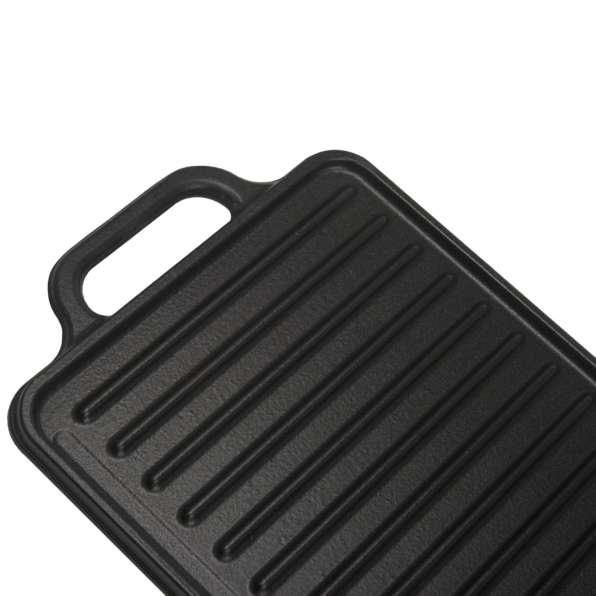 VICTORIA Plancha Cocina Hierro Fundido Esmaltado Parrilla Doble Reversible 33 X 21cm para Fuego, Barbacoa, Horno, Vitrocerámica, Gas, Libre de Tóxicos sin PTFE