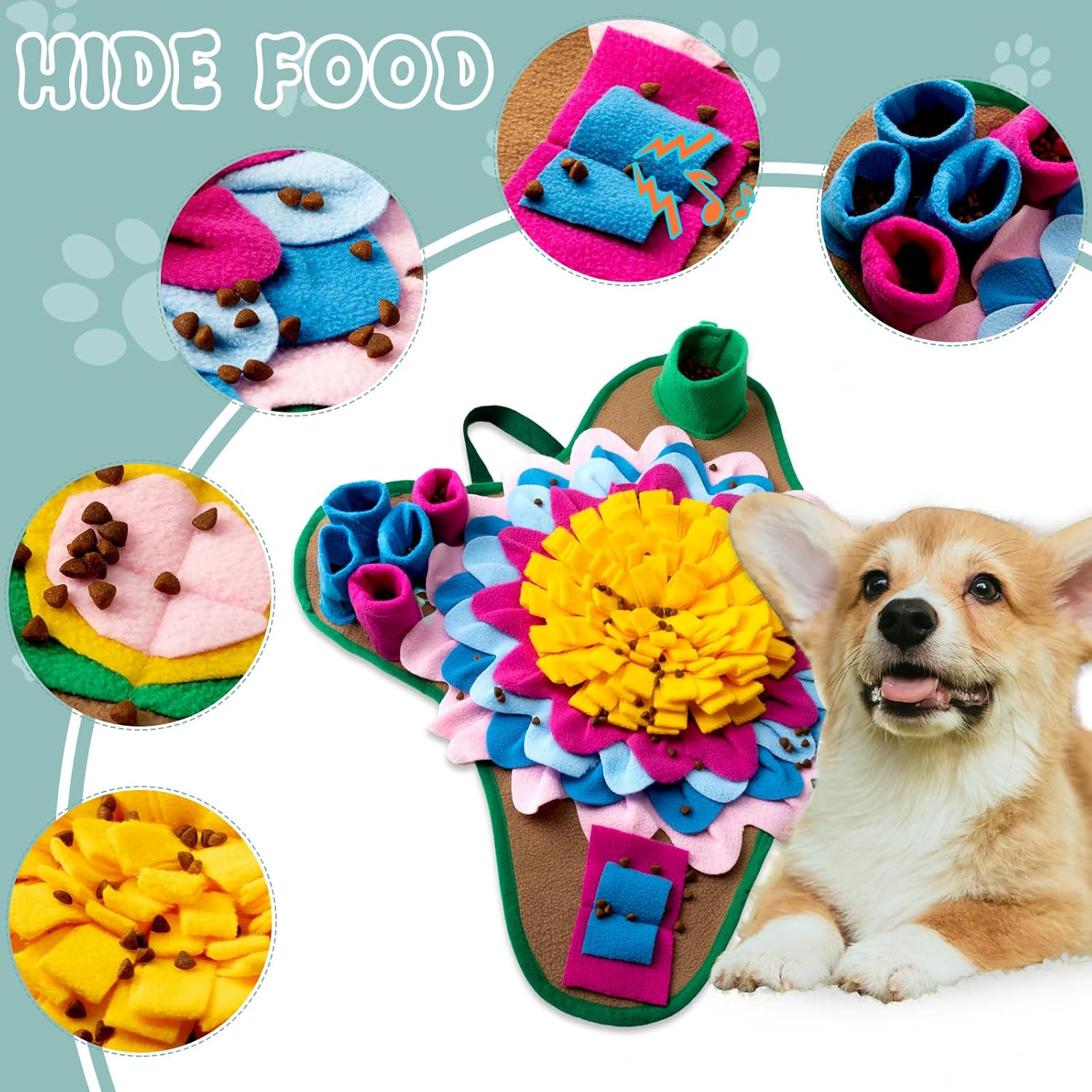Tatuo 2 Pack Pet Snuffle Mat for Dogs Treat Interactive Dog Feeding Mat Portable Puzzle Toys for Small Medium Breed Dogs Puppy Foraging Feed Game(Elegant Style)