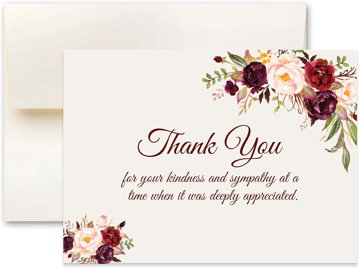 Impressions 50 Sympathy Acknowledgement Cards, Funeral thank you notes,Includes Envelopes