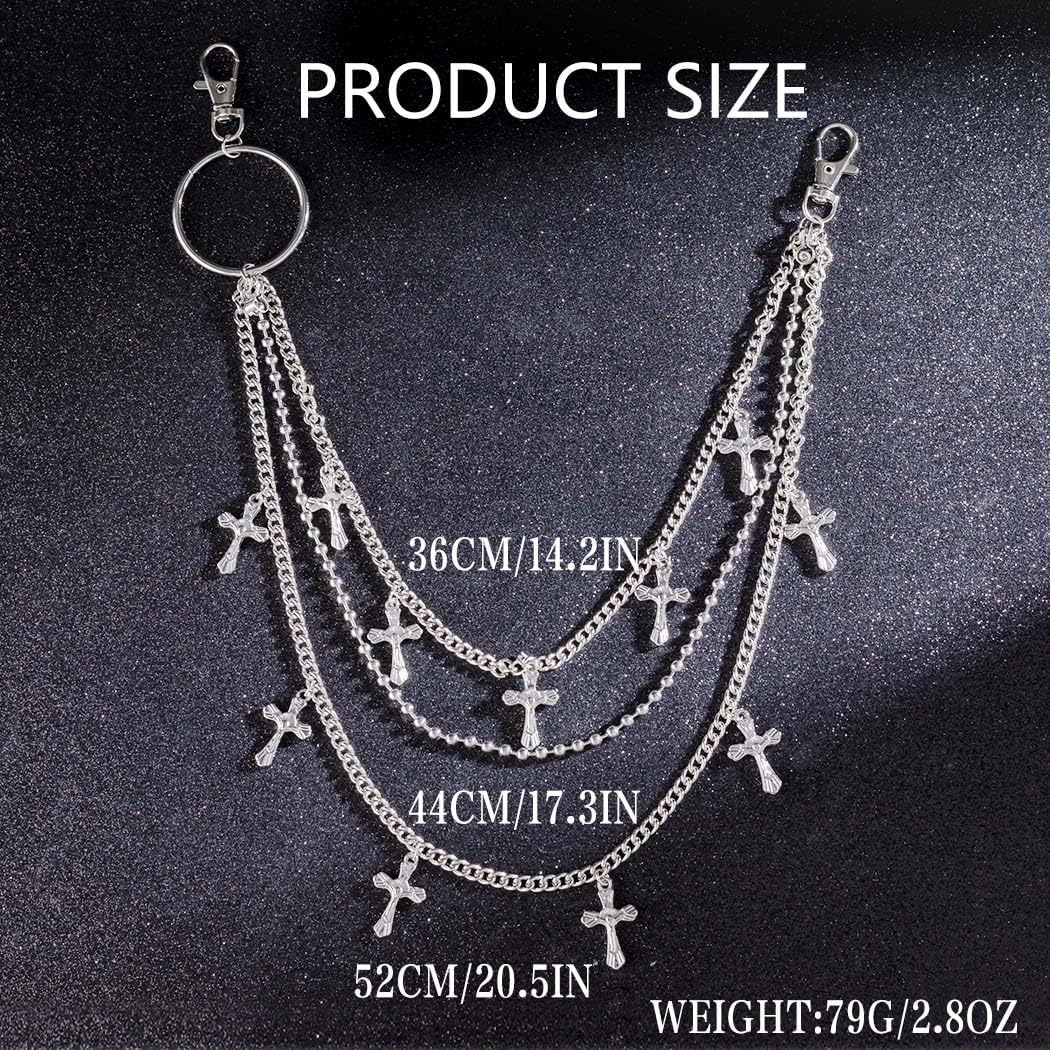 Cross Pocket Chain Punk Pants Chain Goth Accessories Chain for Men Women - Image 6
