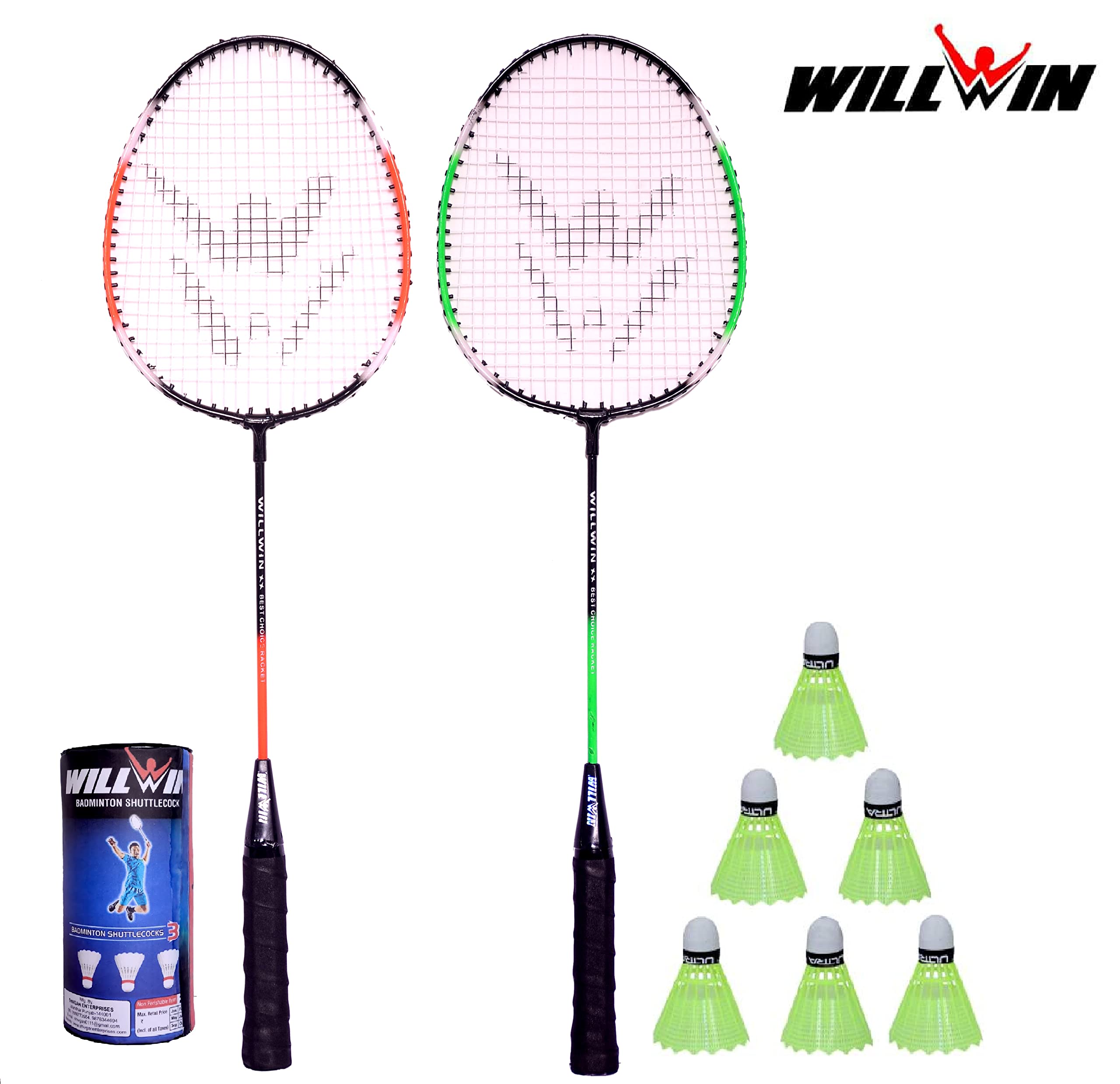 WILLWIN Eric Multiclors Badminton (Set of 2 Racket ) with 6 Nylon Shuttle (B09RB85BLW) Amazon Price History, Amazon Price Tracker