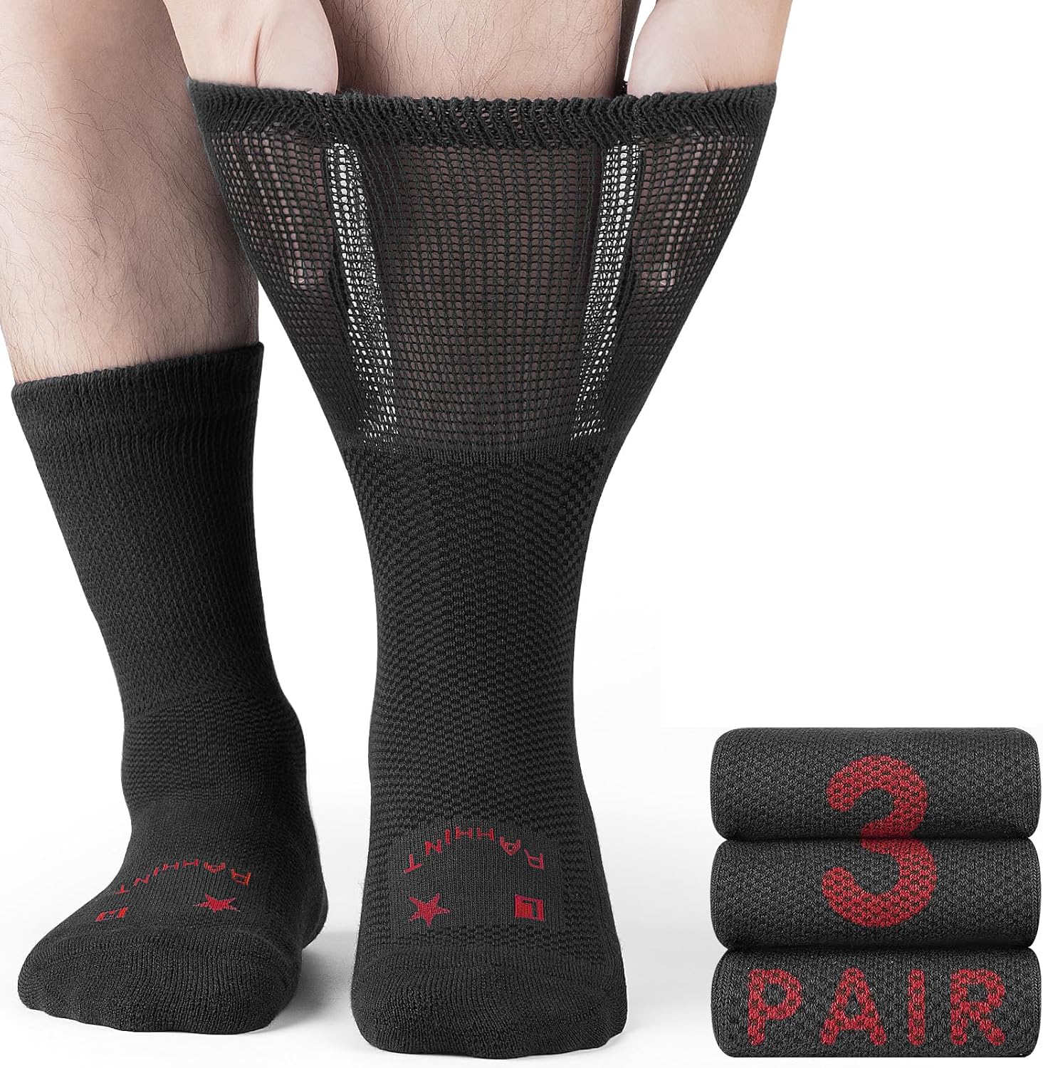 Merino Wool Diabetic Socks for Men Women Thick Warm Loose Fit Non Binding Wide Feet Soft Breathable