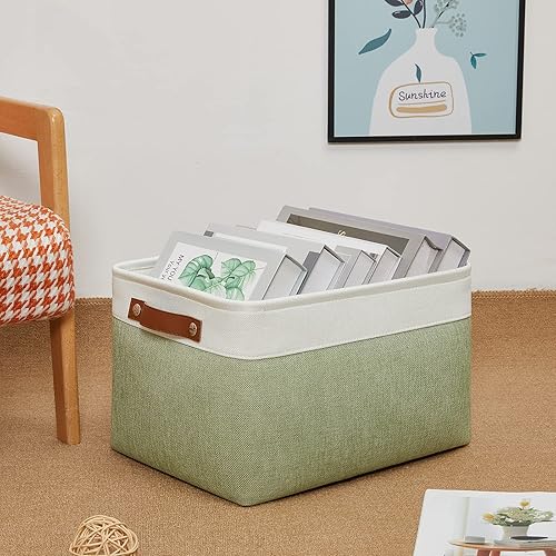 Miniatura 5 de DULLEMELO Contenedor de almacenamiento de tela para lavandería, hogar, cesta de almacenamiento plegable para estantes, juguetes, cesta de