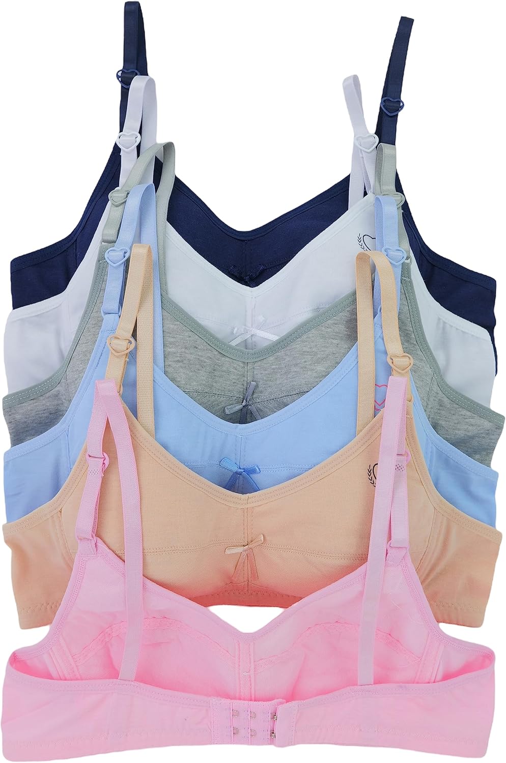 ToBeInStyle Girls' Junior Pack of 6 Soft Cup Wireless Training Bras - A Cup