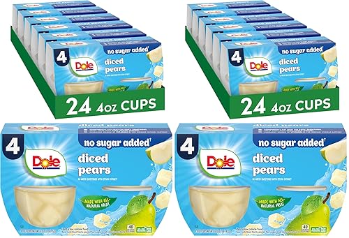 Miniatura 10 de Dole - Tazones de peras en cubos en jugo 100% de fruta, 4 oz, 24 tazas en total, sin gluten ni lácteos, refrigerios a granel para niños y adultos