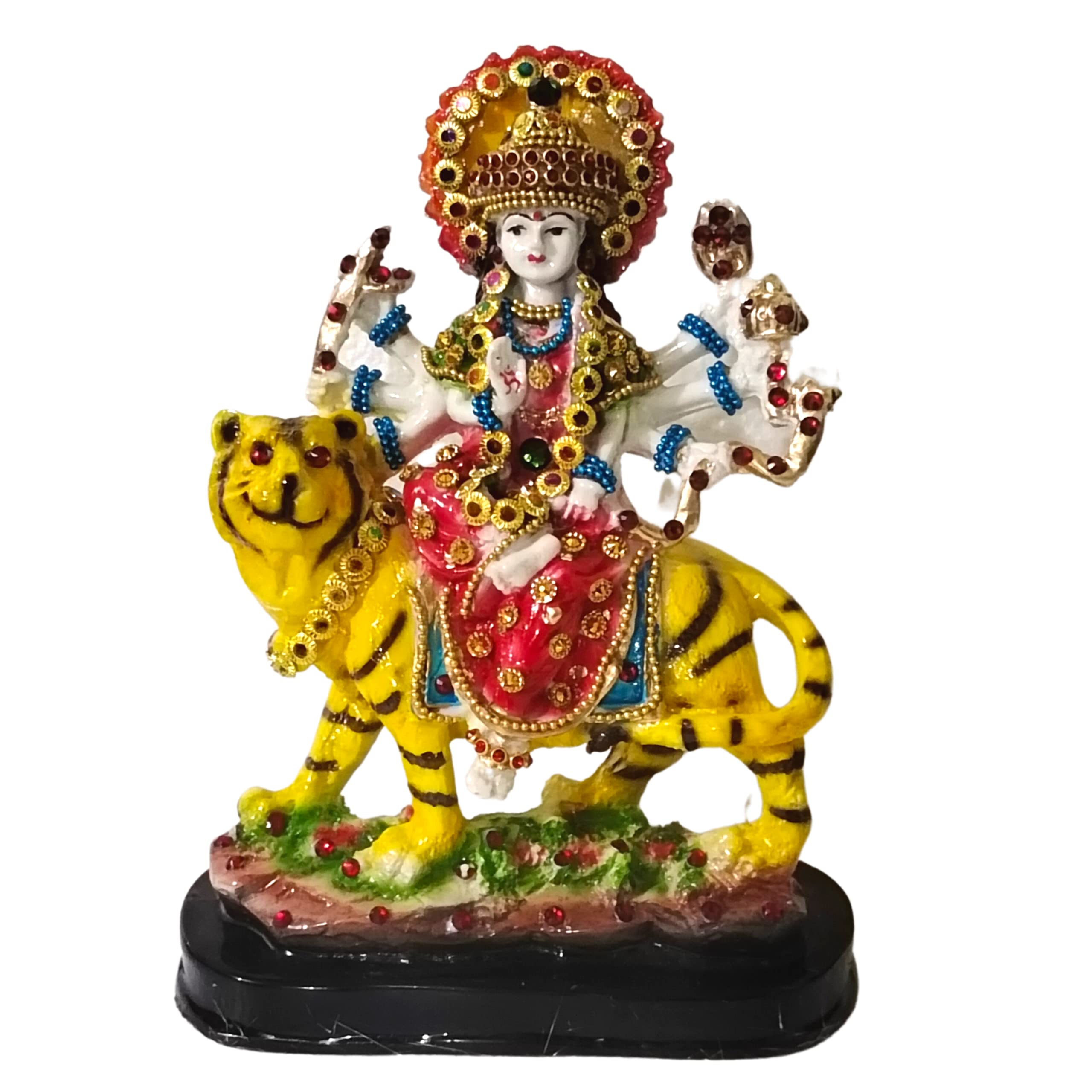 Swadeshi Desire Multicolour Swadeshi Desire™ Sherawali Mata Rani Murti For Pooja Mandir And Home Décor/Perfect Statue Idol Made Of Resin And Marble