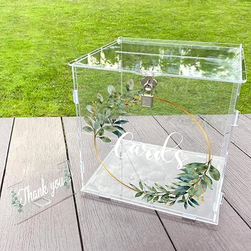 Miniatura 7 de Caja de Tarjetas de Boda de Acrílico OurWarm con Cerradura, Caja de Tarjetas de Regalo DIY para Recepción de Boda con Ranura, Caja de Tarjetas de