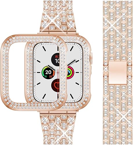 Miniatura 7 de Beuxece Bling Band - Compatible con Apple Watch con funda 1.491.571.651.73pulgadas iWatch Series 54321, joyería de metal con diamantes de imitación,
