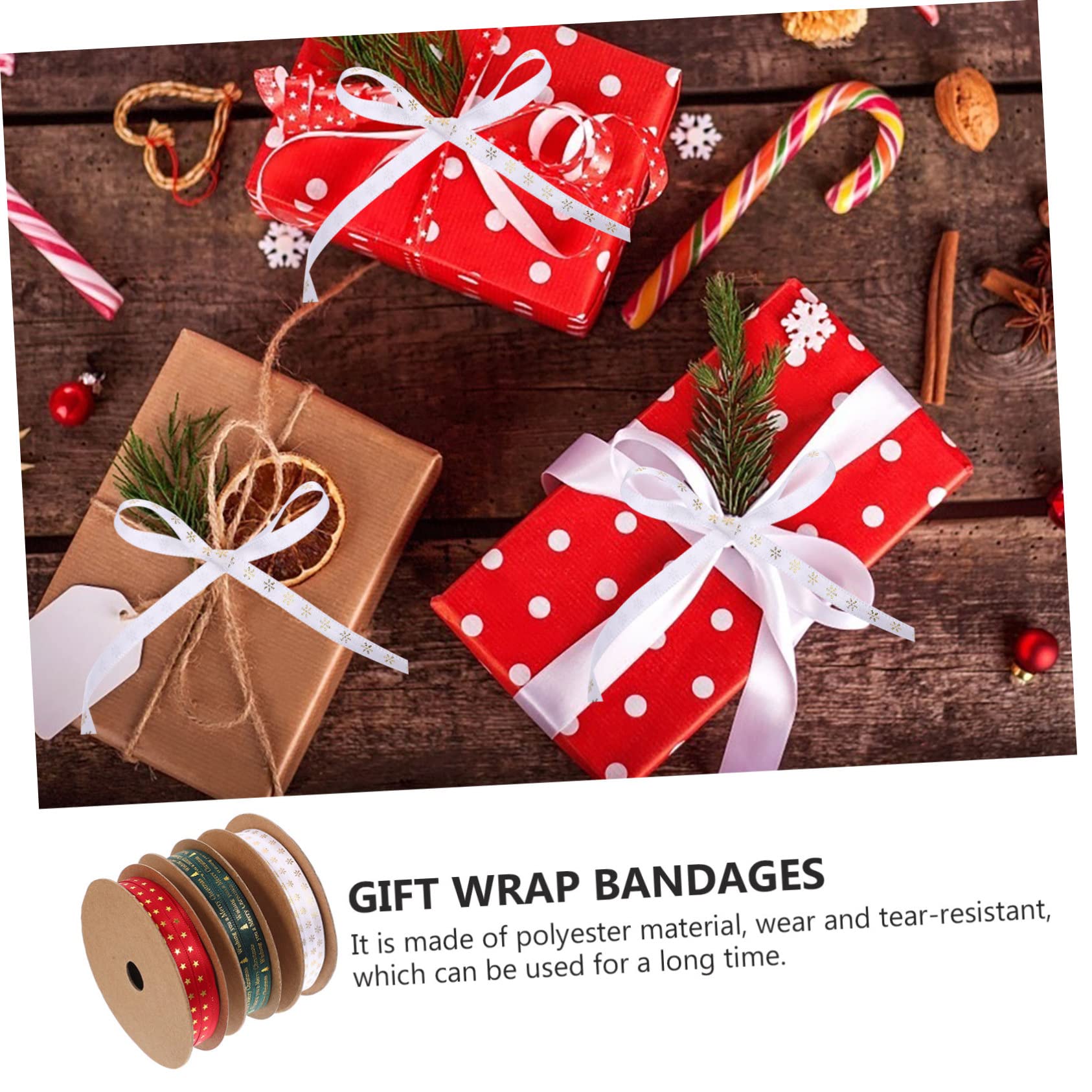 STOBOK 12rollen Weihnachtsband Dekoratives Geschenkband Aus Satin Mit Schneeflocken Und Sternen Für Verpackungen Und Festliche Dekorationen