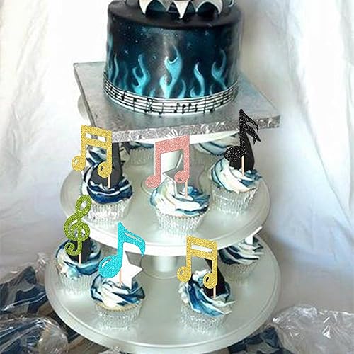 Miniatura 4 de Paquete de 30 notas musicales para cupcakes, símbolos musicales con purpurina para músico, concierto de rock, niños, cumpleaños, baby shower, boda,