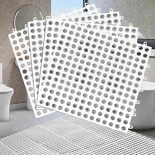 Miniatura 9 de Paquete de 16 azulejos de goma entrelazados de 12 x 12 pulgadas, antideslizantes, tapete de ducha de empalme de PVC suave, tapete acolchado al aire