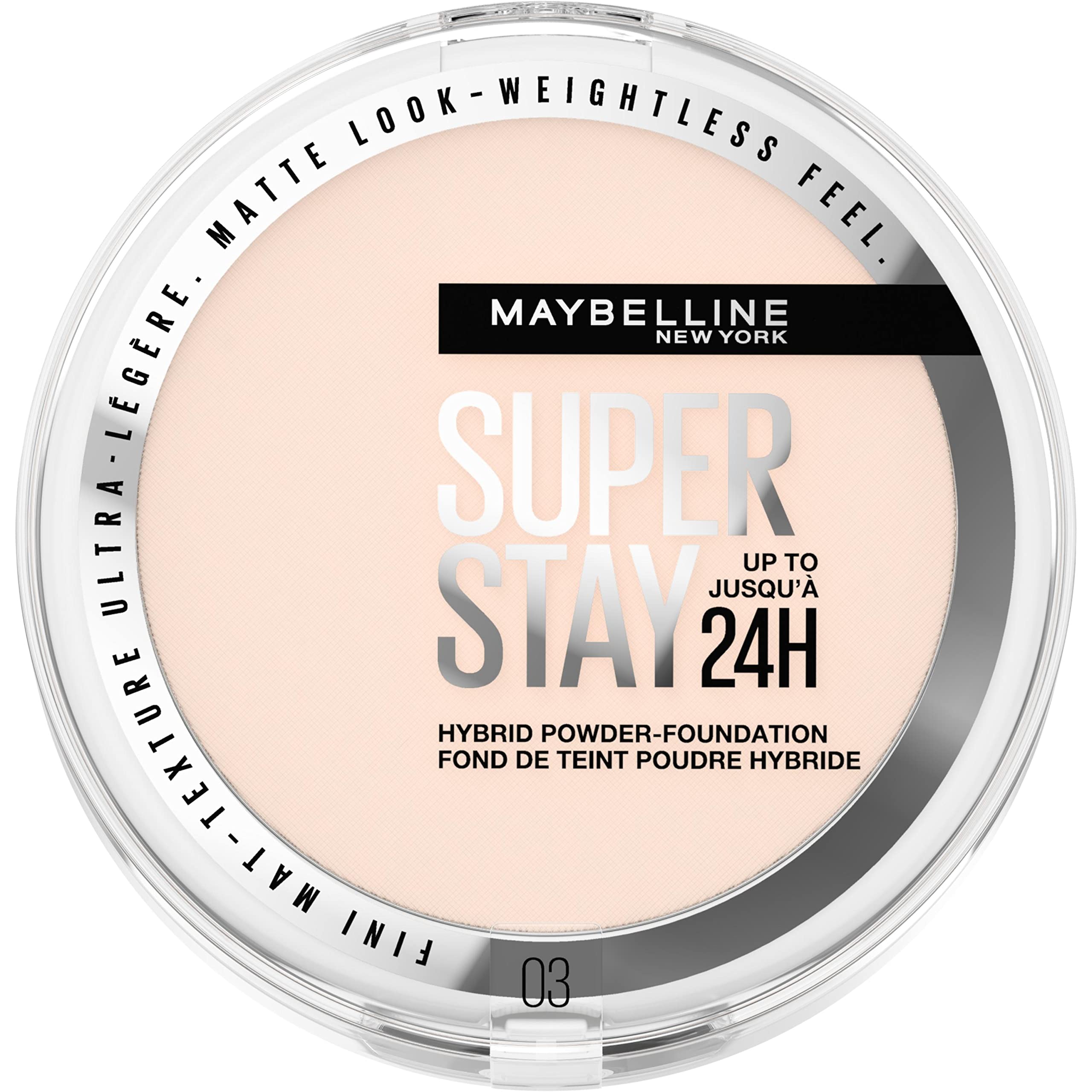 Maybelline Nr .03 New York 2-In-1 Puder Make-Up, Wasserfest Und Mattierend Mit Hoher Deckkraft, Super Stay Hybrid Powder Foundation, 1 Stück