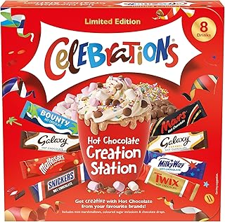 Celebrations Hot Chocolate Creation Station | Limited Edition Hot Chocolate Gift Set Featuring 8 Hot Chocolate Sachets & 3 Toppings | Create Your Own Hot Chocolate Experience | Pack of 1