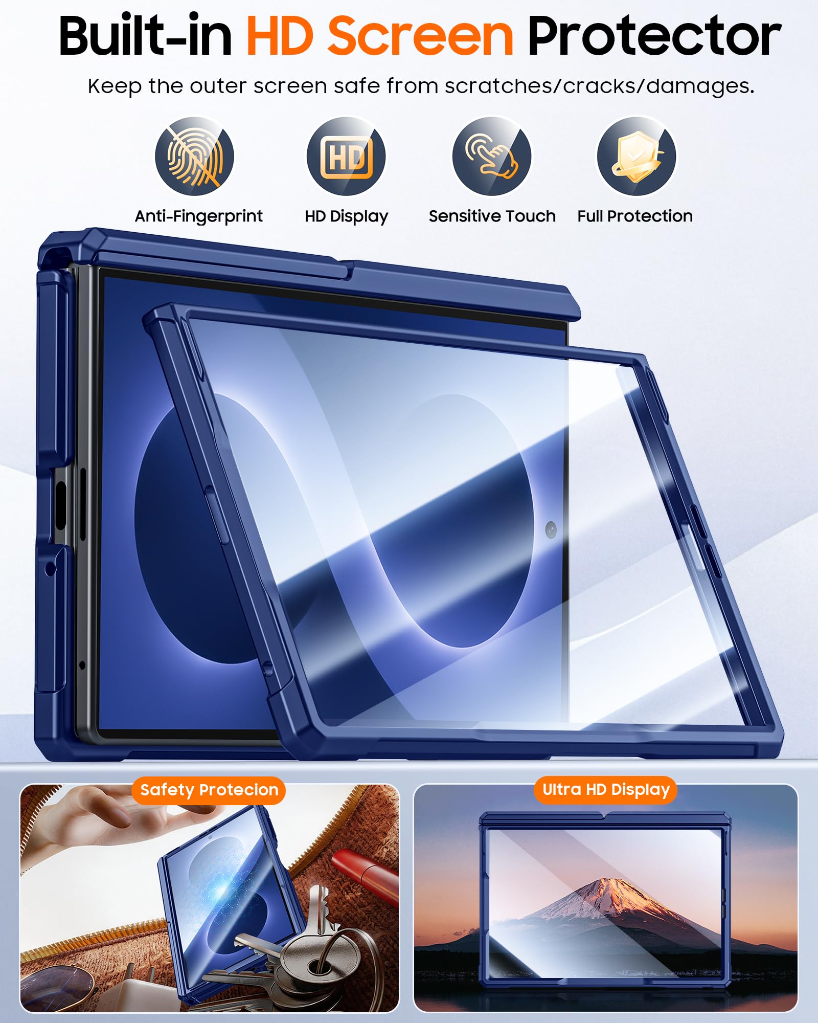 Vizvera Custodia per Samsung Galaxy Z Fold 8 2026, protezione antiurto con cerniera e protezione dello schermo con copertura scorrevole per lente, con doppio supporto nascosto, compatibile con MagSafe