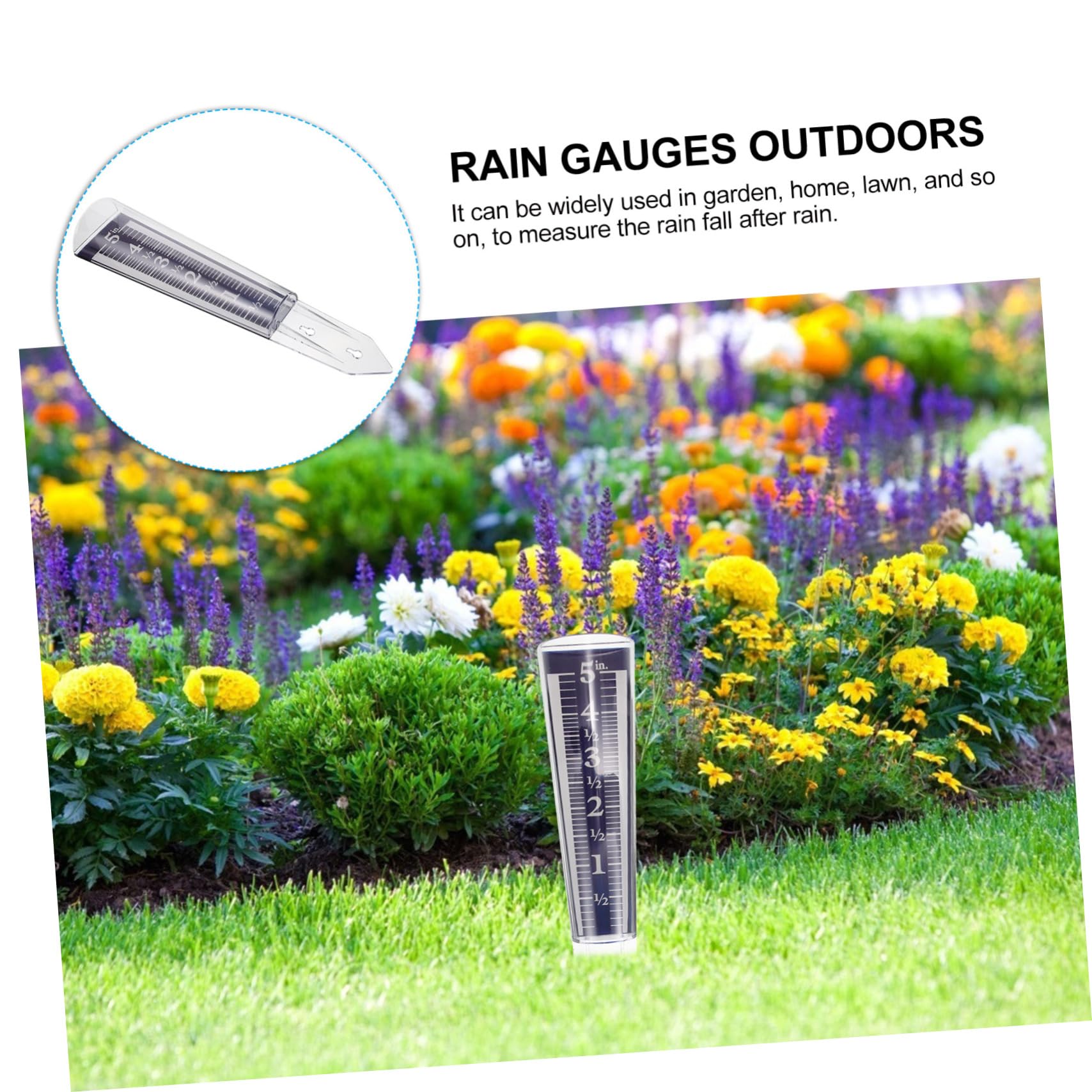 Toyvian Stake Garden Lawn Tool Rain Gauge Replacement Tube Gauge Outdoor Waterproof Measuring Transparent Outdoor Rain Meter Measure Large Lawn Supplies Garden Supplies Blue