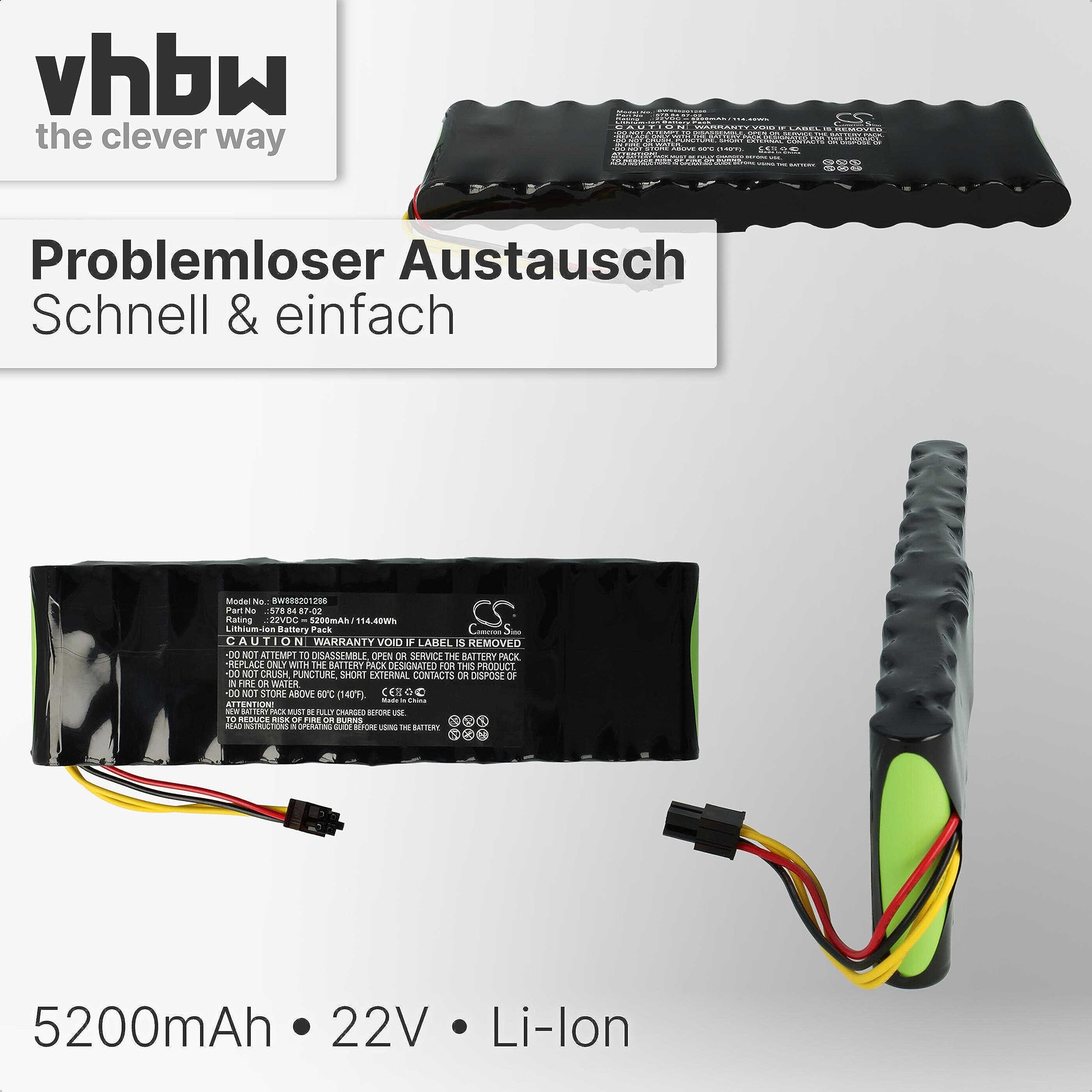 vhbw batteria compatibile con Husqvarna Automower 265 ACX, 265 ACX 2012, 265 ACX 2013 tagliaerba, robot tagliaerba (5200mAh, 22,2V, Li-Ion)