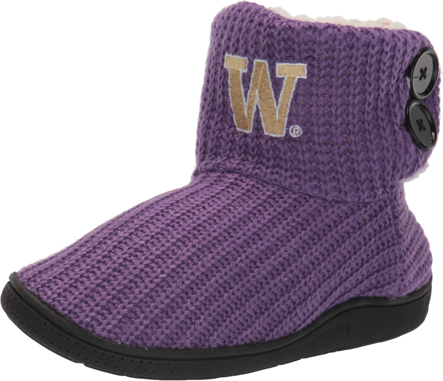 FOCO NCAA Washington Huskies Womens Knit 2 Button Boot, Team Color, Small / 5-6